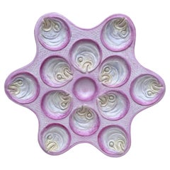 Rare assiette à tête de poisson en majolique rose du 19e siècle Wedgwood