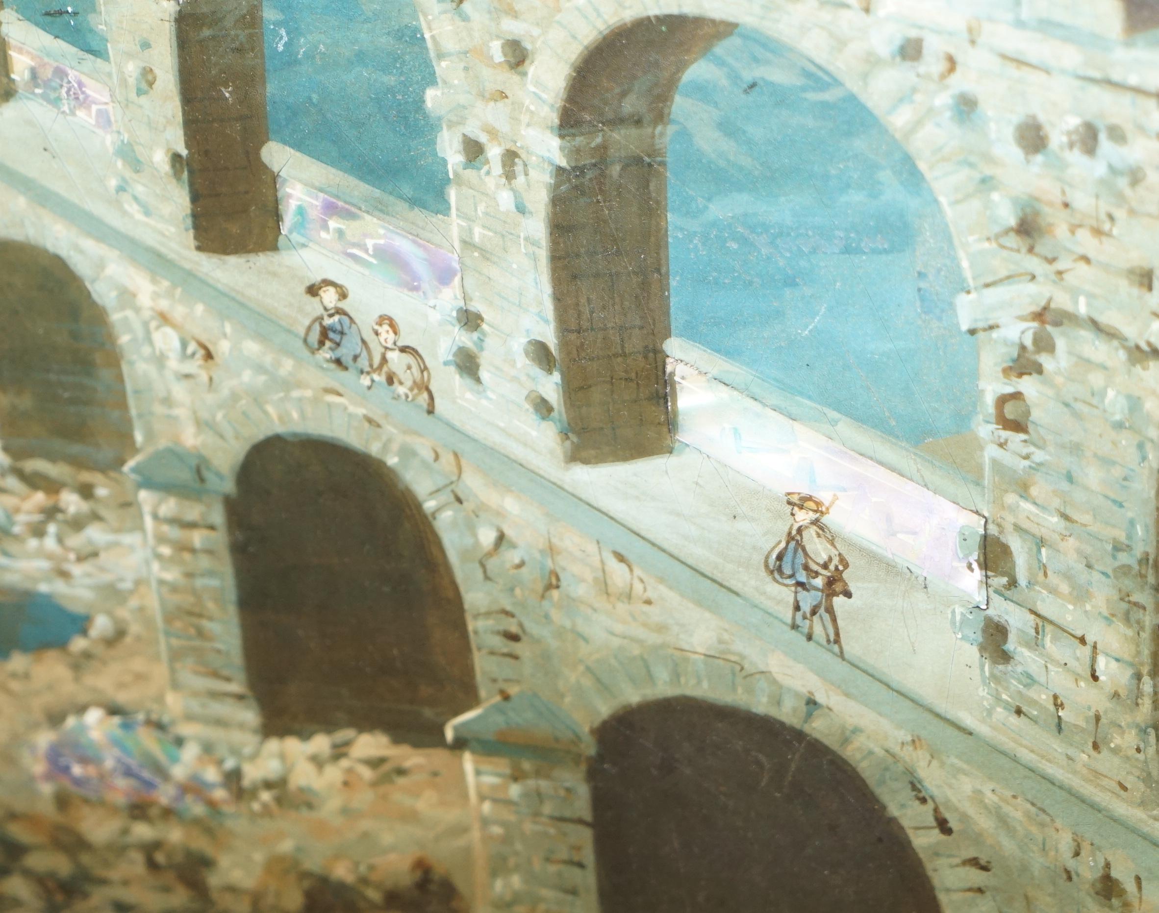 Seltene 19. Jahrhundert Pont Du Gard Aquädukt Grand Tour Perlmutt Tripod Tisch im Angebot 3