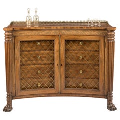 Rare 19th Century Regency Concave Side Cabinet of Mahogany with Brass Accents