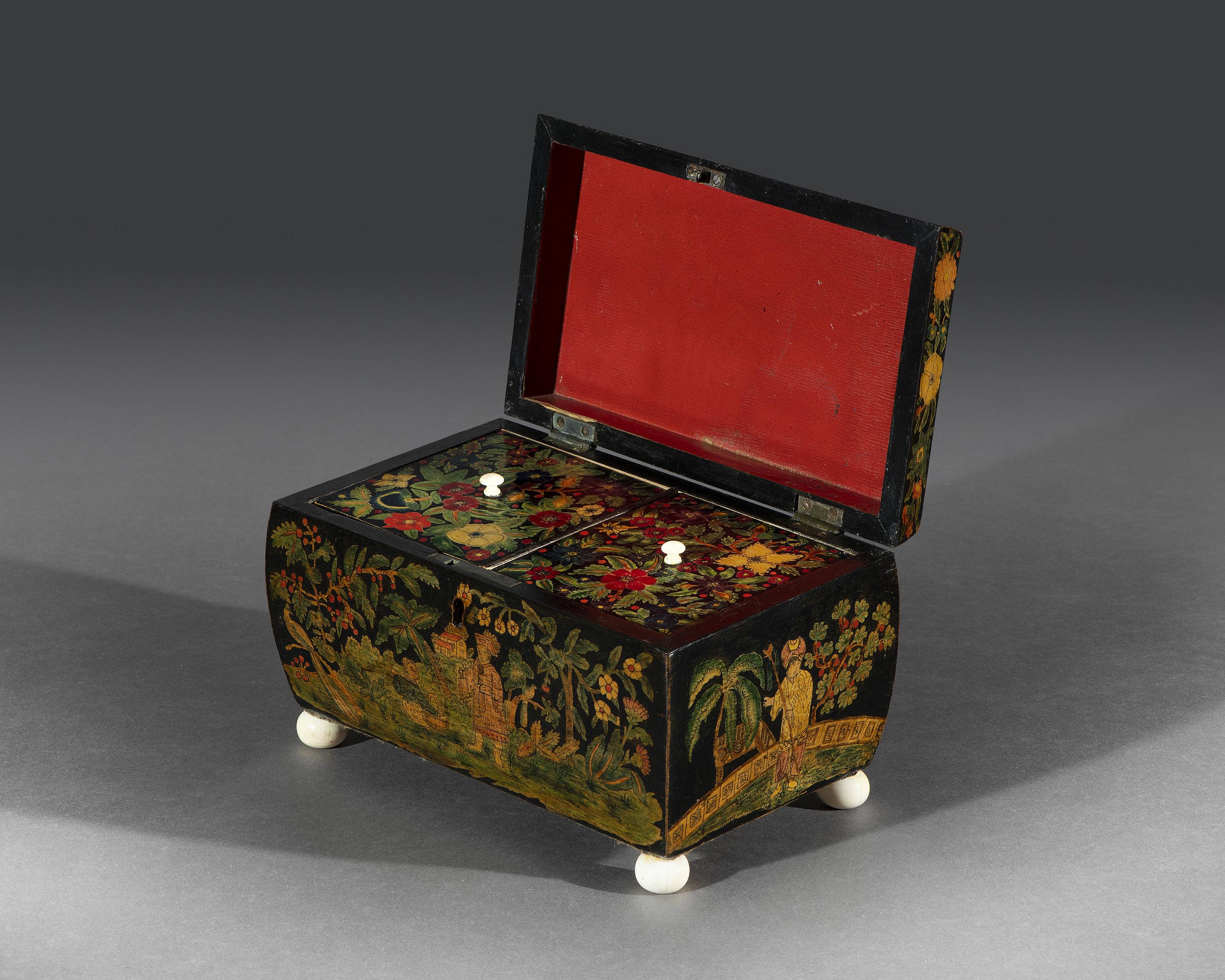 Early 19th Century Rare 19th Century Regency Penwork Tea Caddy For Sale