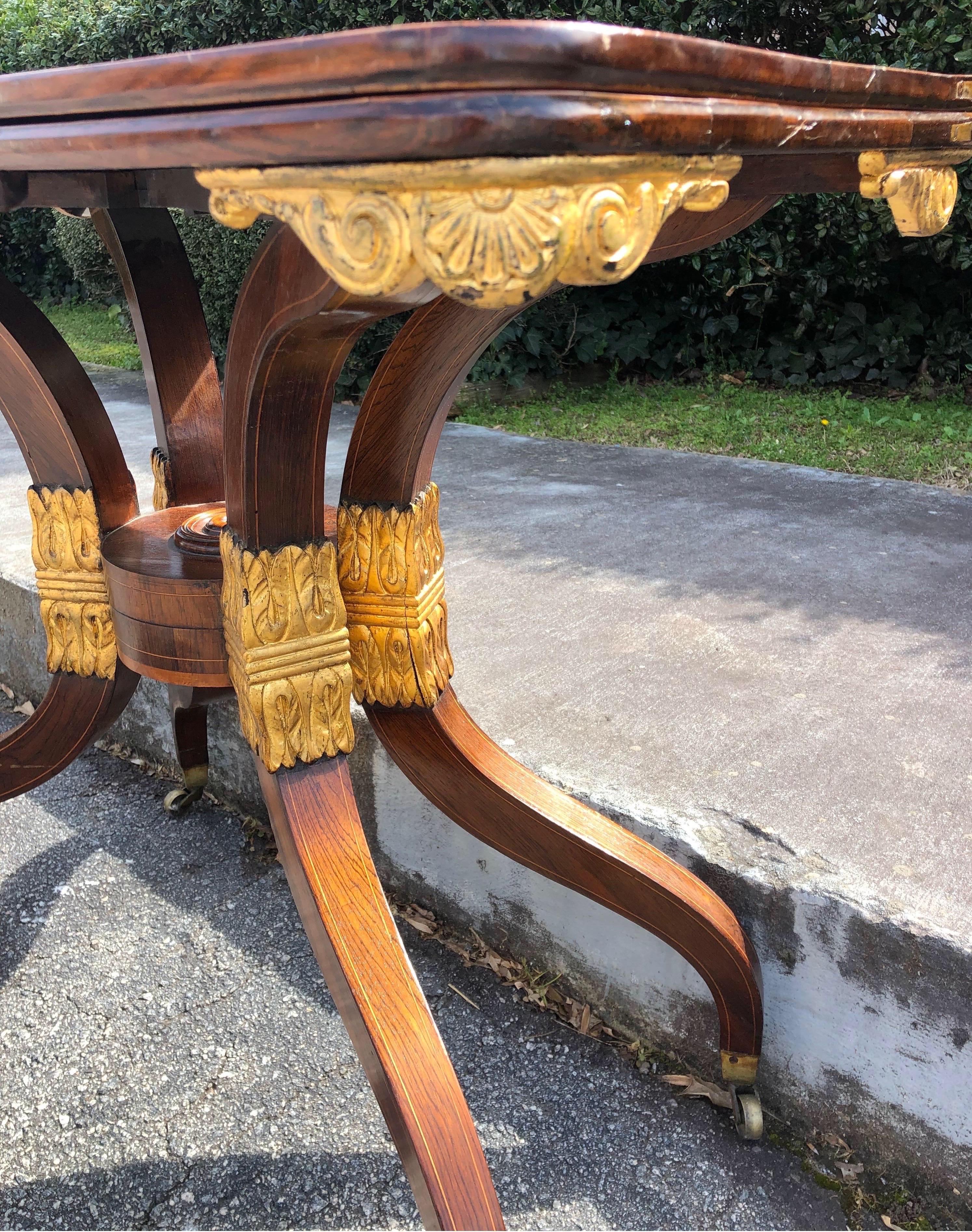 Rare 19th Century Regency Rosewood & Parcel Gilt Card Table Possibly G. Bullock 2