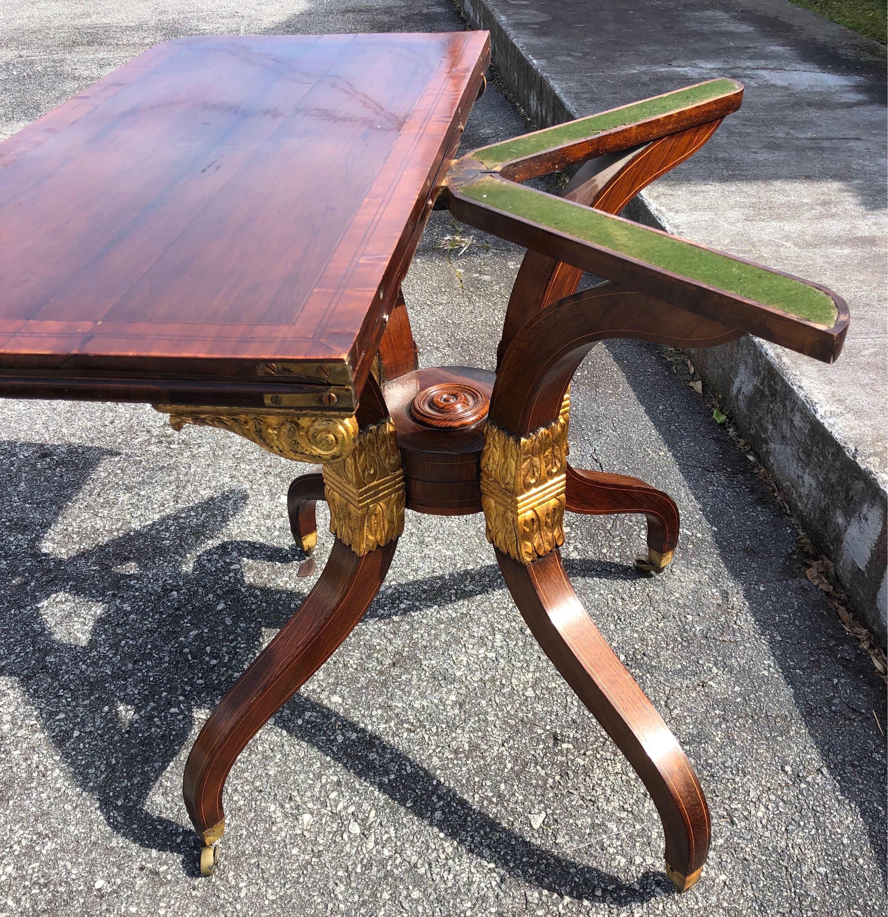 Rare 19th Century Regency Rosewood & Parcel Gilt Card Table Possibly G. Bullock 3