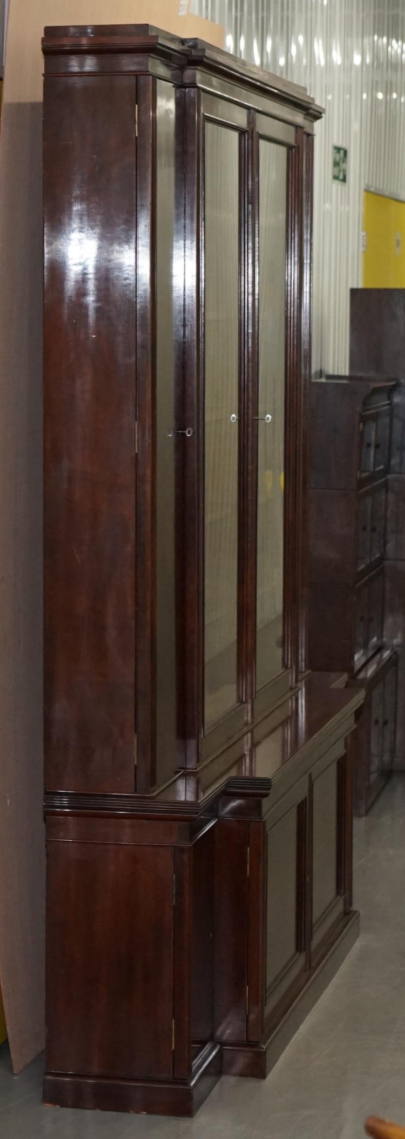 Rare 19th Century Rosewood & Mahogany Breakfront Library Bookcase Hobbs & Co 3