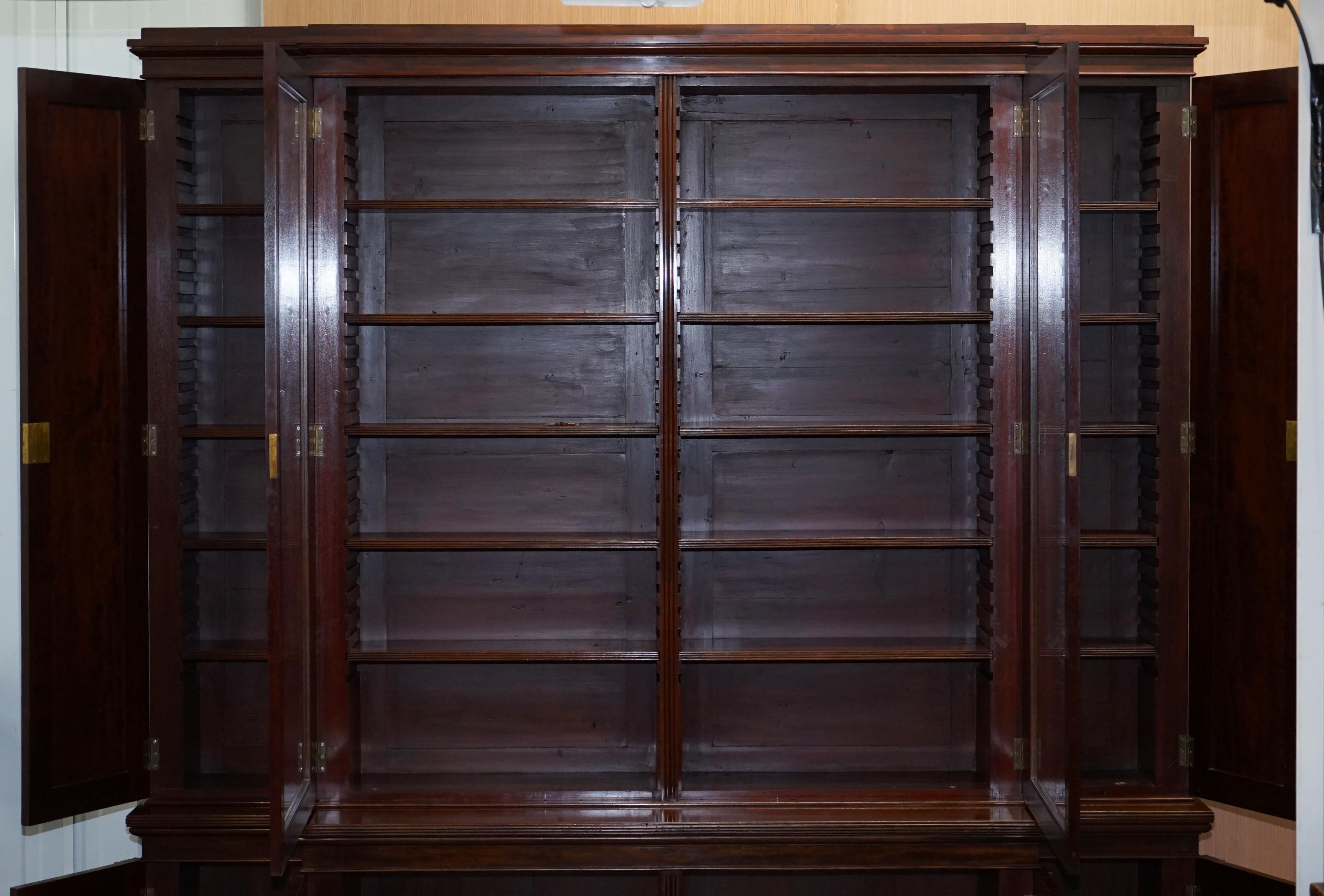 Rare 19th Century Rosewood & Mahogany Breakfront Library Bookcase Hobbs & Co 4