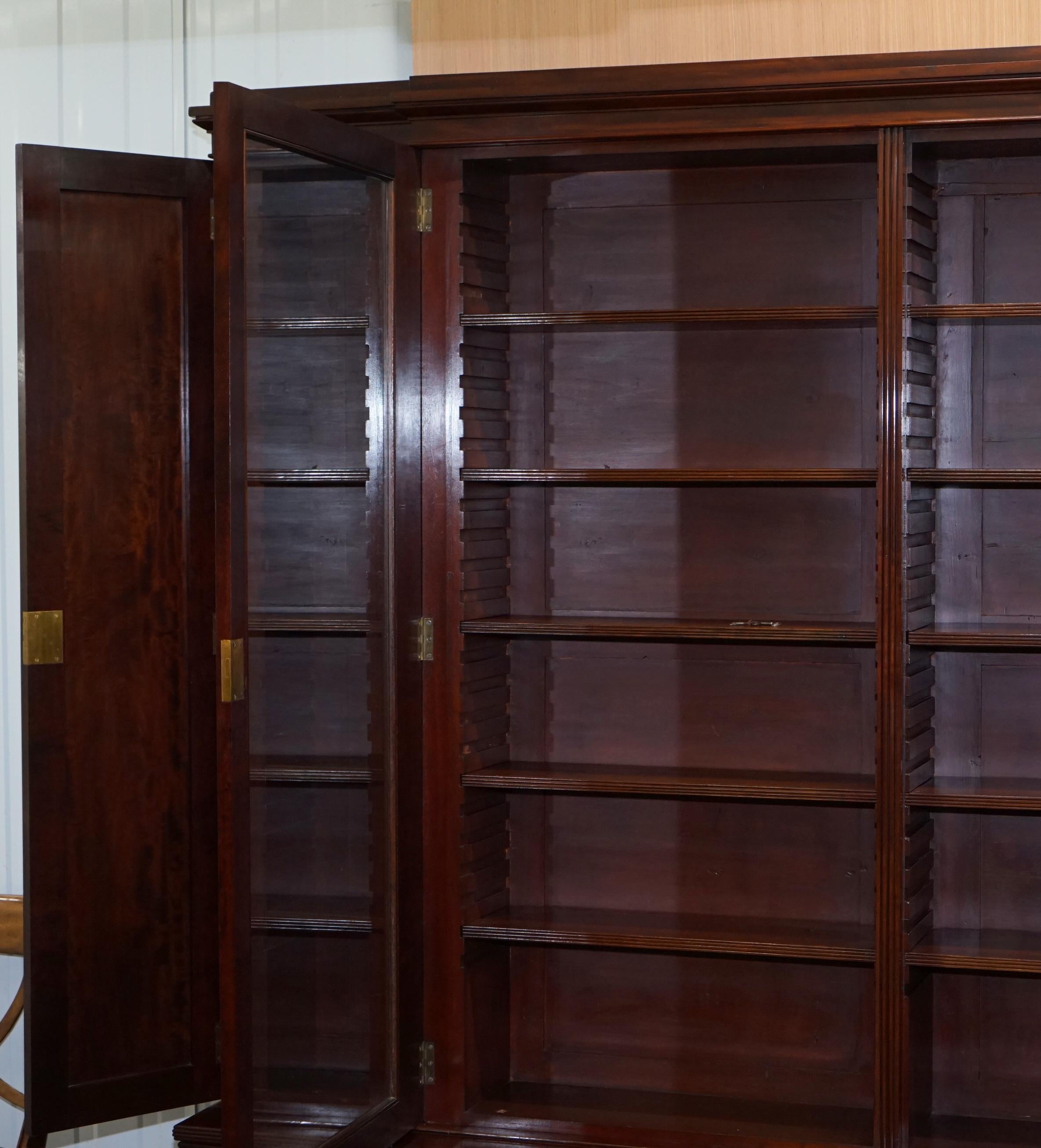 Rare 19th Century Rosewood & Mahogany Breakfront Library Bookcase Hobbs & Co 6