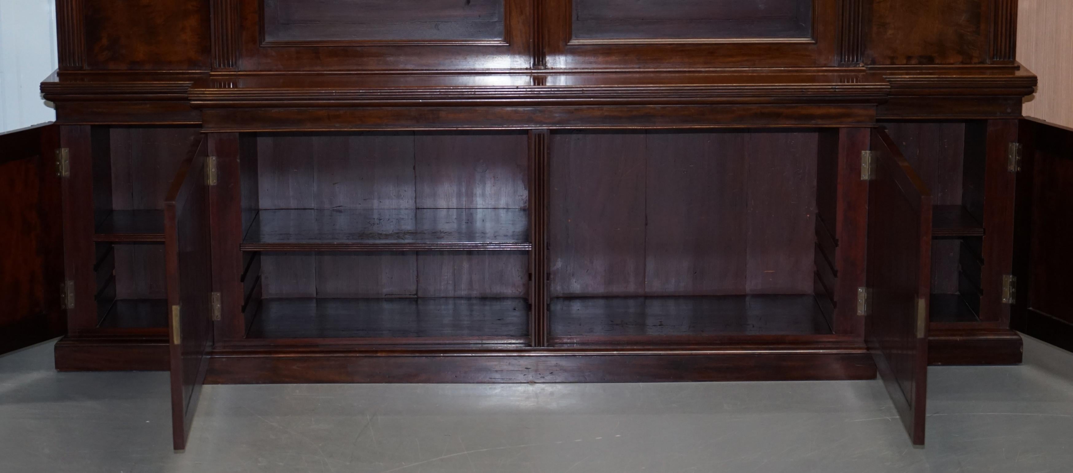 Rare 19th Century Rosewood & Mahogany Breakfront Library Bookcase Hobbs & Co 11