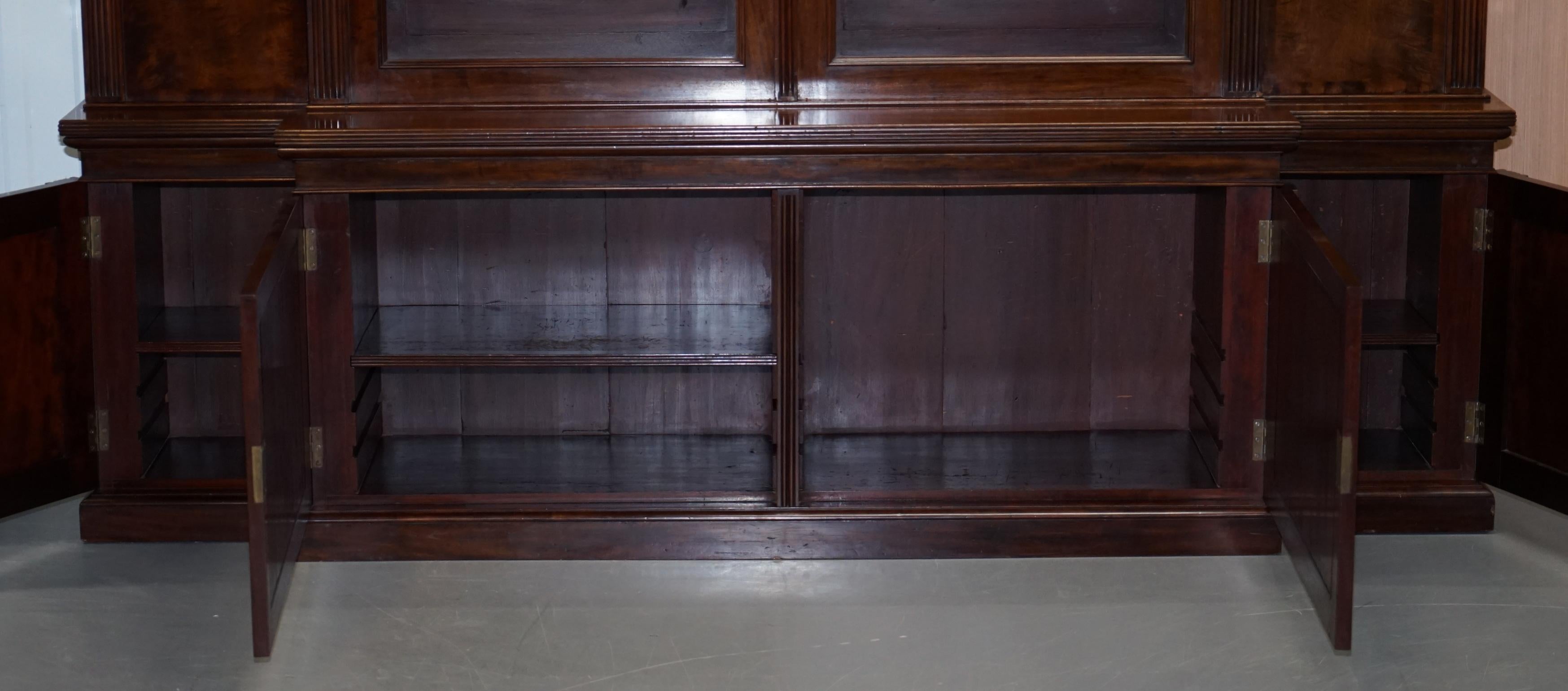 Rare 19th Century Rosewood & Mahogany Breakfront Library Bookcase Hobbs & Co 12