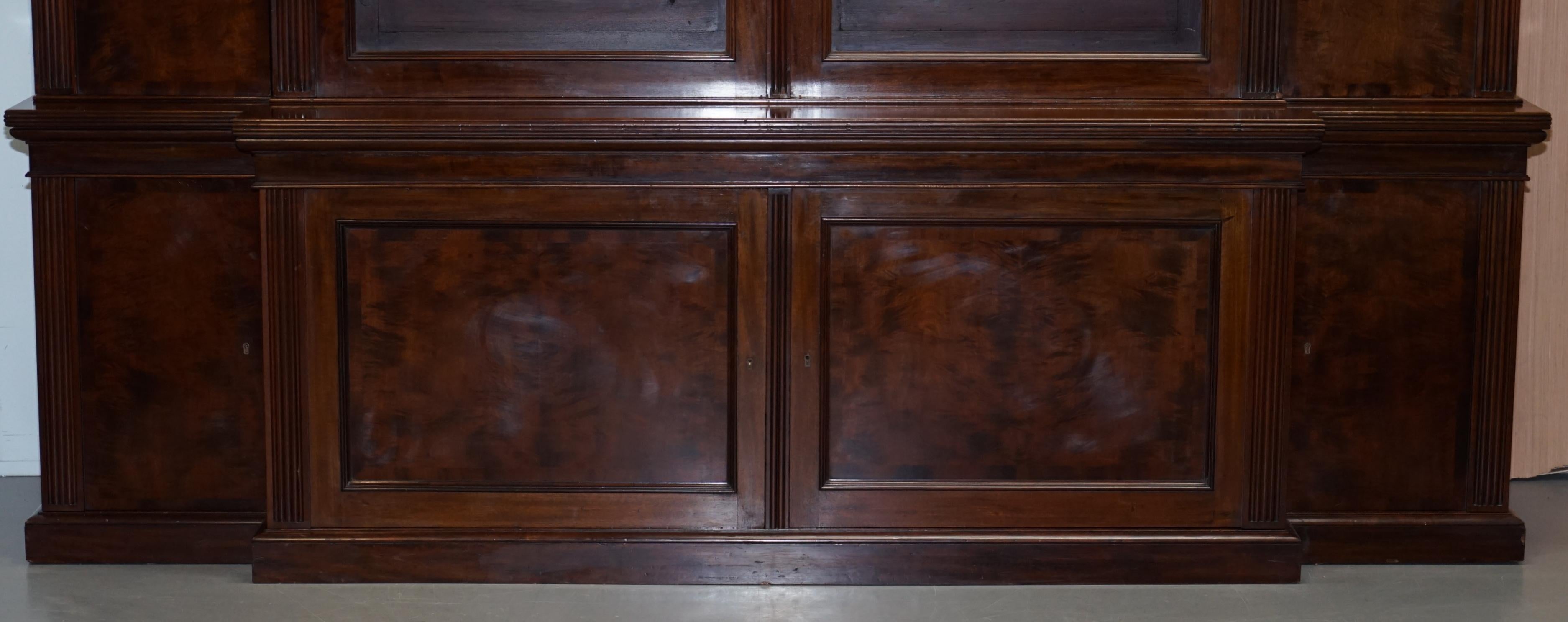 Rare 19th Century Rosewood & Mahogany Breakfront Library Bookcase Hobbs & Co 2