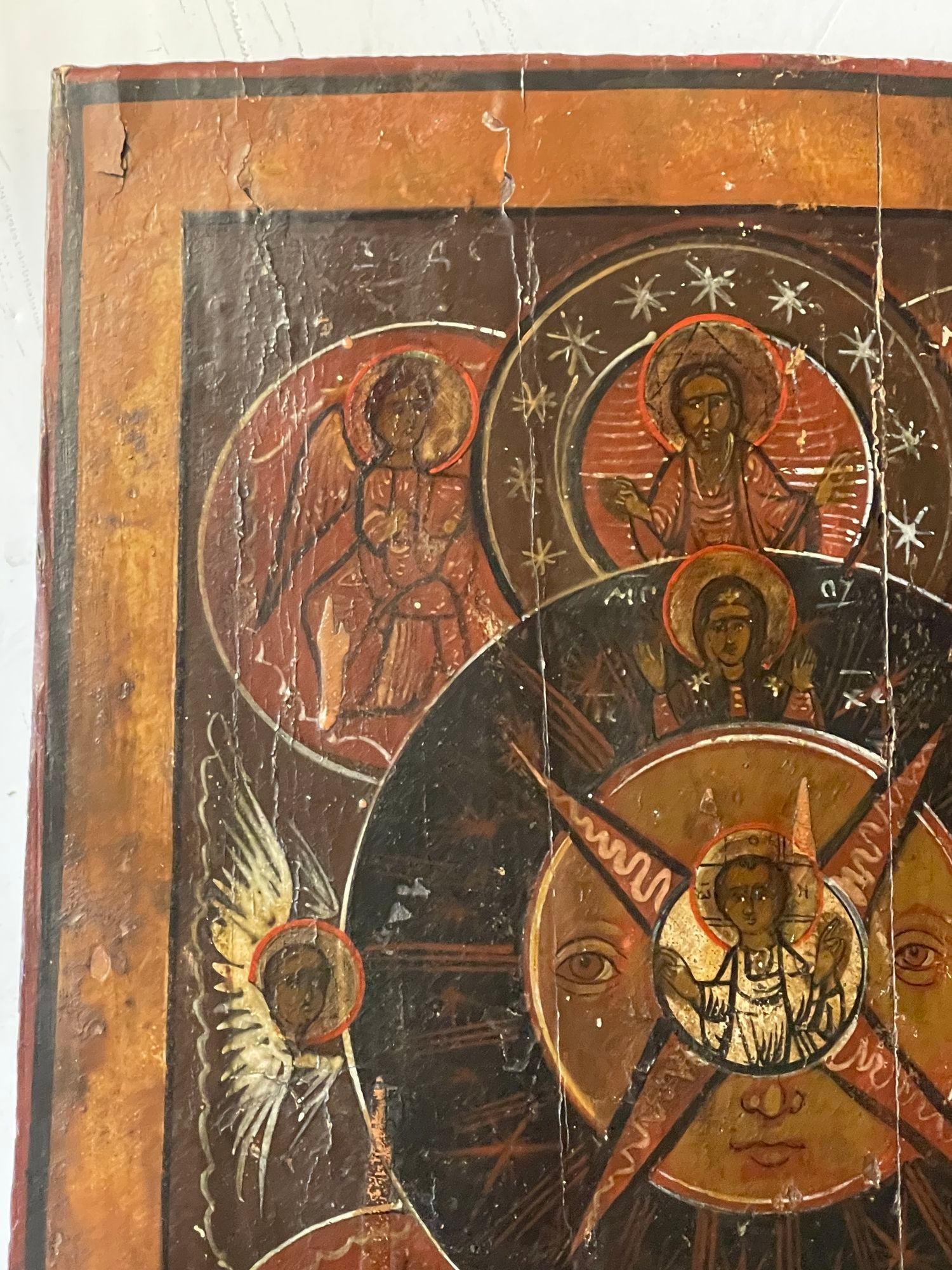Raro icono ruso del siglo XIX que representa el ojo de Dios que todo lo ve en Bastante bueno estado para la venta en Los Angeles, CA