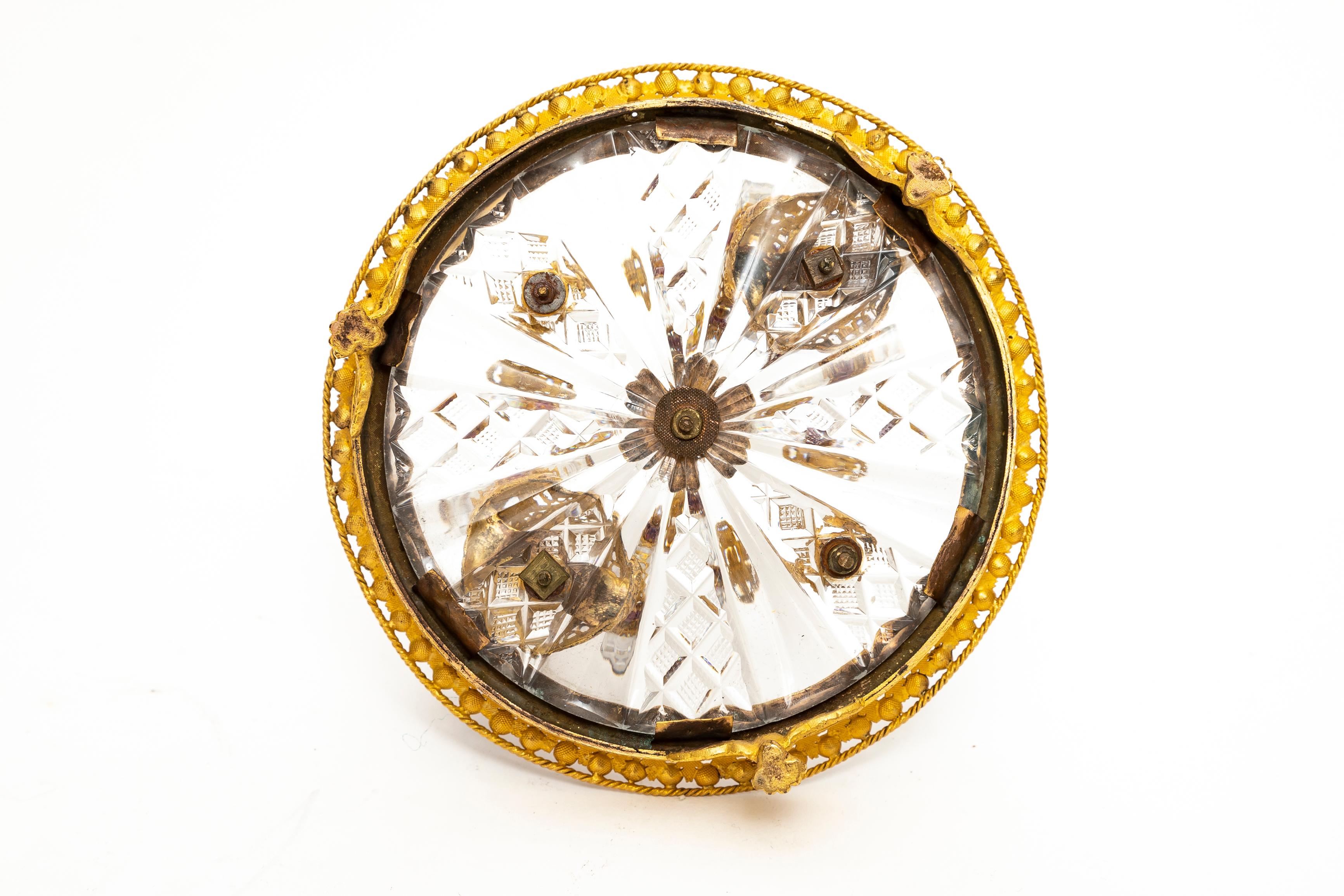 Rare 19th Century Russian Ormolu, Hand-Diamond Cut Crystal and Jeweled Inkwell For Sale 4