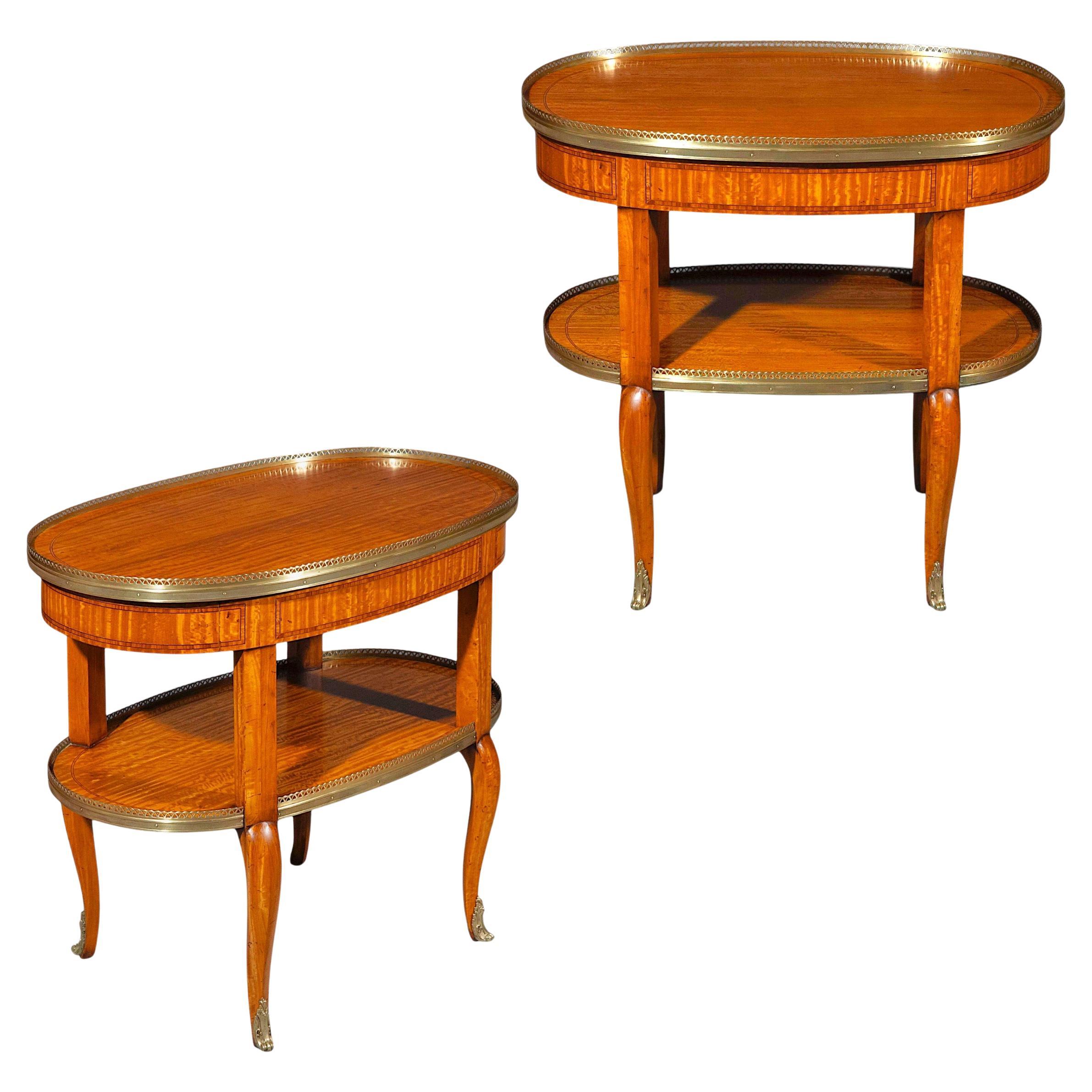 Rare 19th Century Oval Two-Tier Bedside or End Tables, Circa 1880