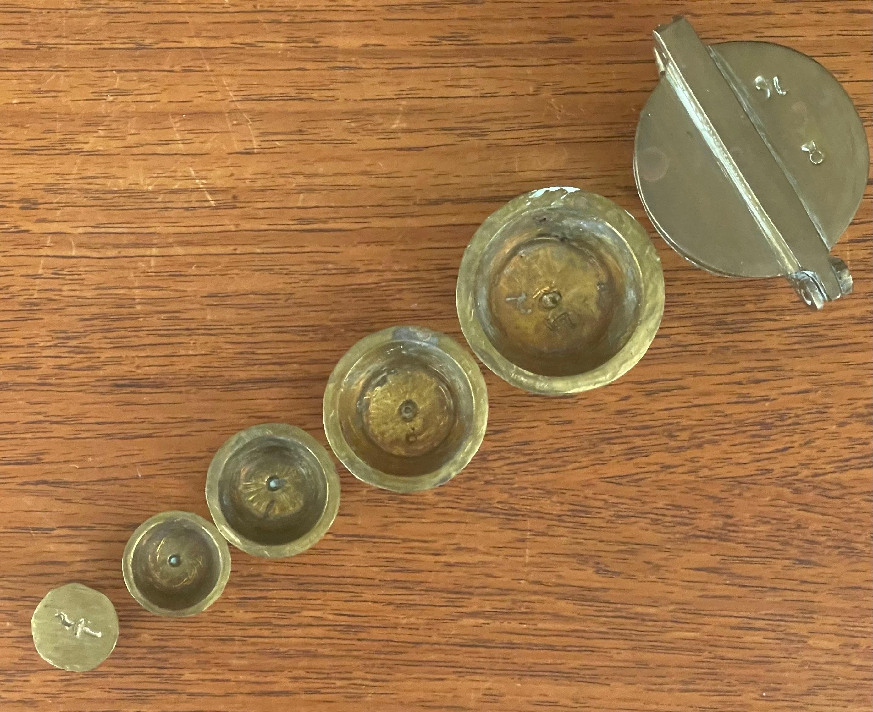 Rare 19th Century Set of Six Brass Nesting Weights For Sale 2