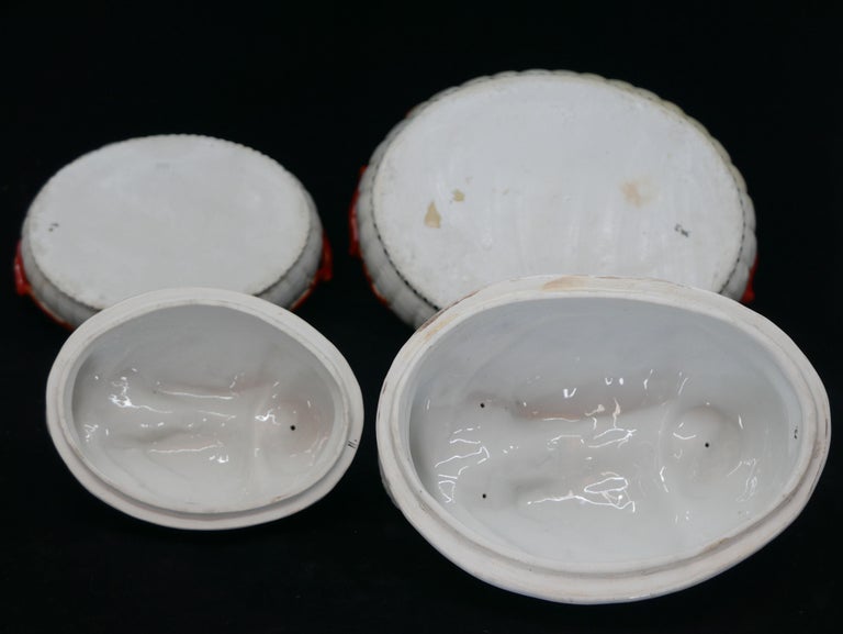 Ceramic Rare 19th Century Set of Staffordshire Swan Tureens For Sale