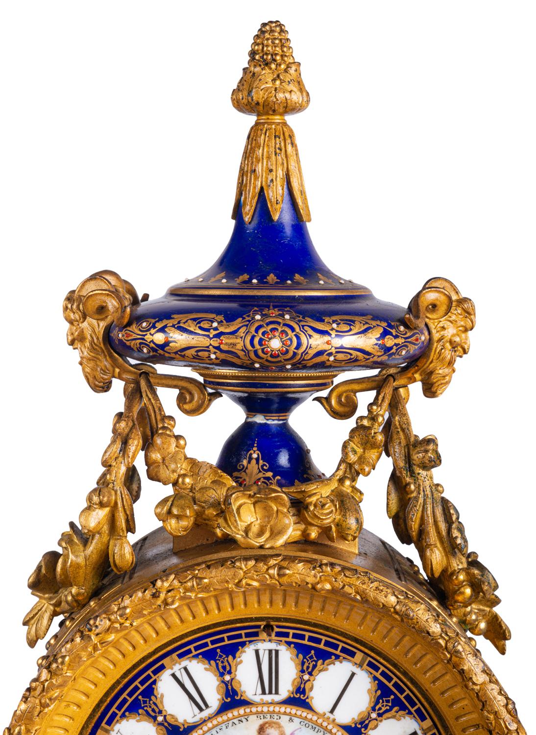 Rare 19th Century Sevres Style Clock Set For Sale 3