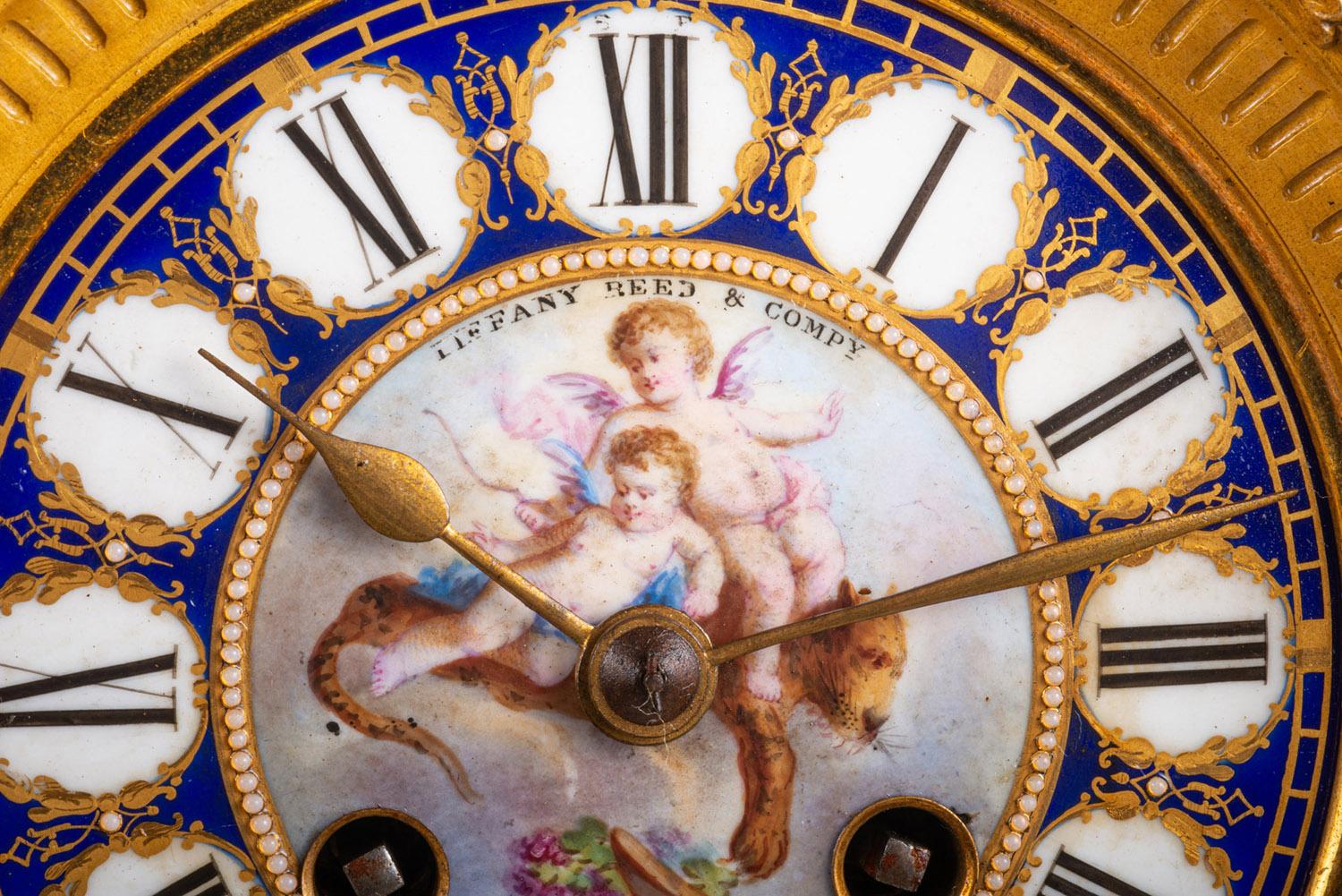 Rare 19th Century Sevres Style Clock Set For Sale 4