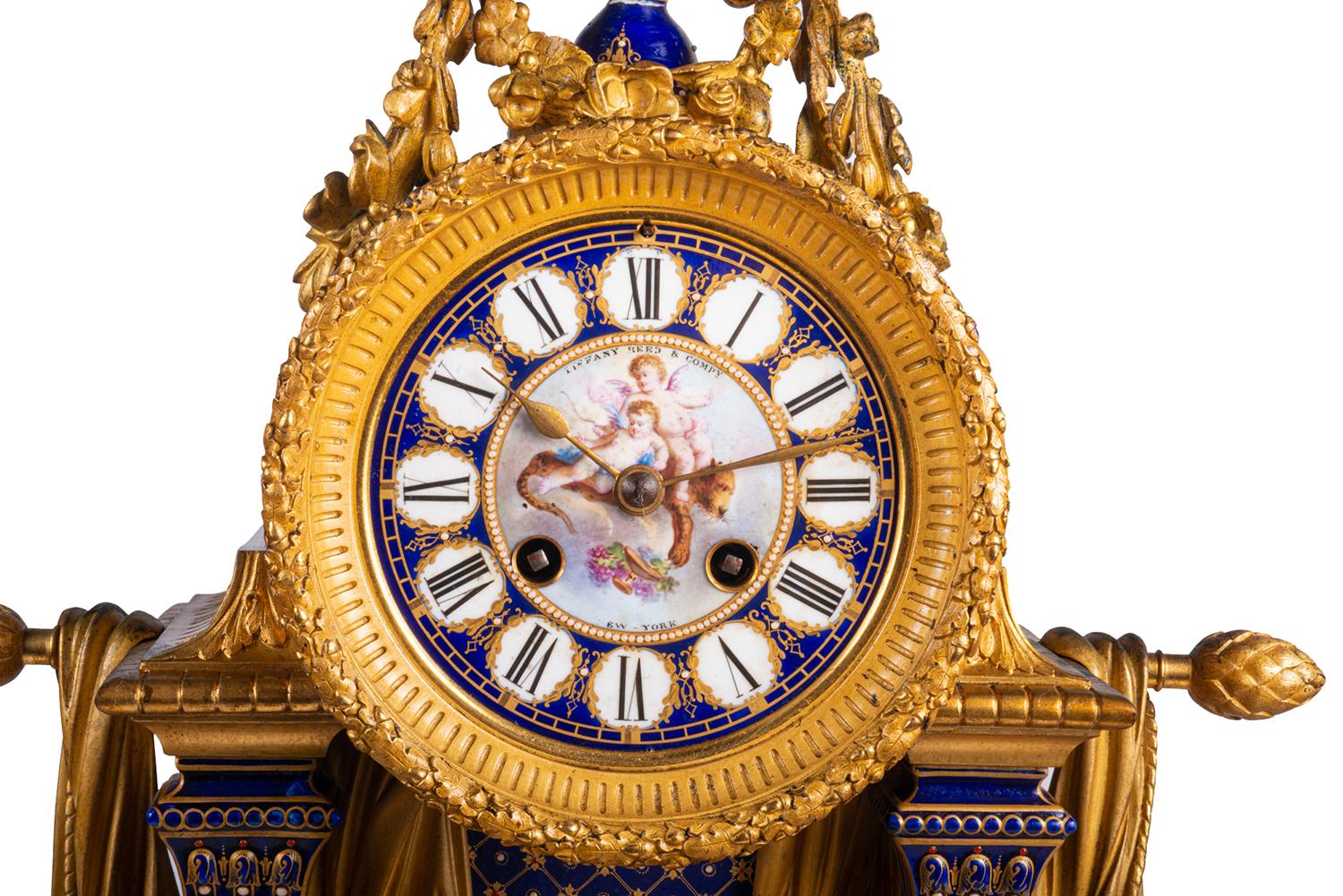 Rare 19th Century Sevres Style Clock Set For Sale 2