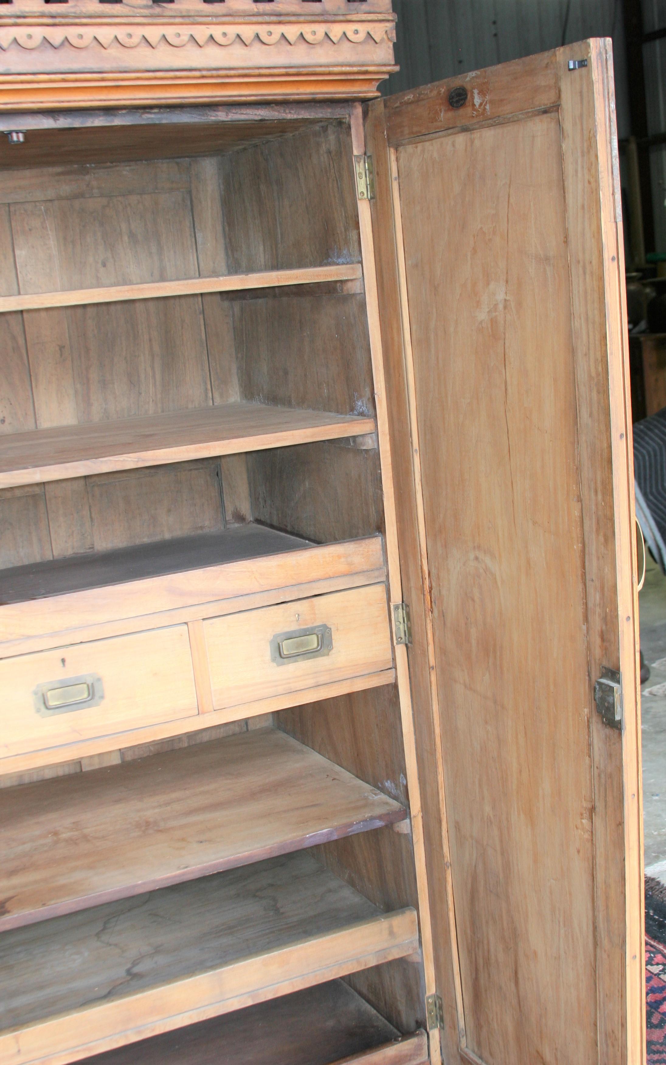 Rare 19th Century Solid Camphor Wood Cabinet from Lazarus of Calcutta For Sale 1