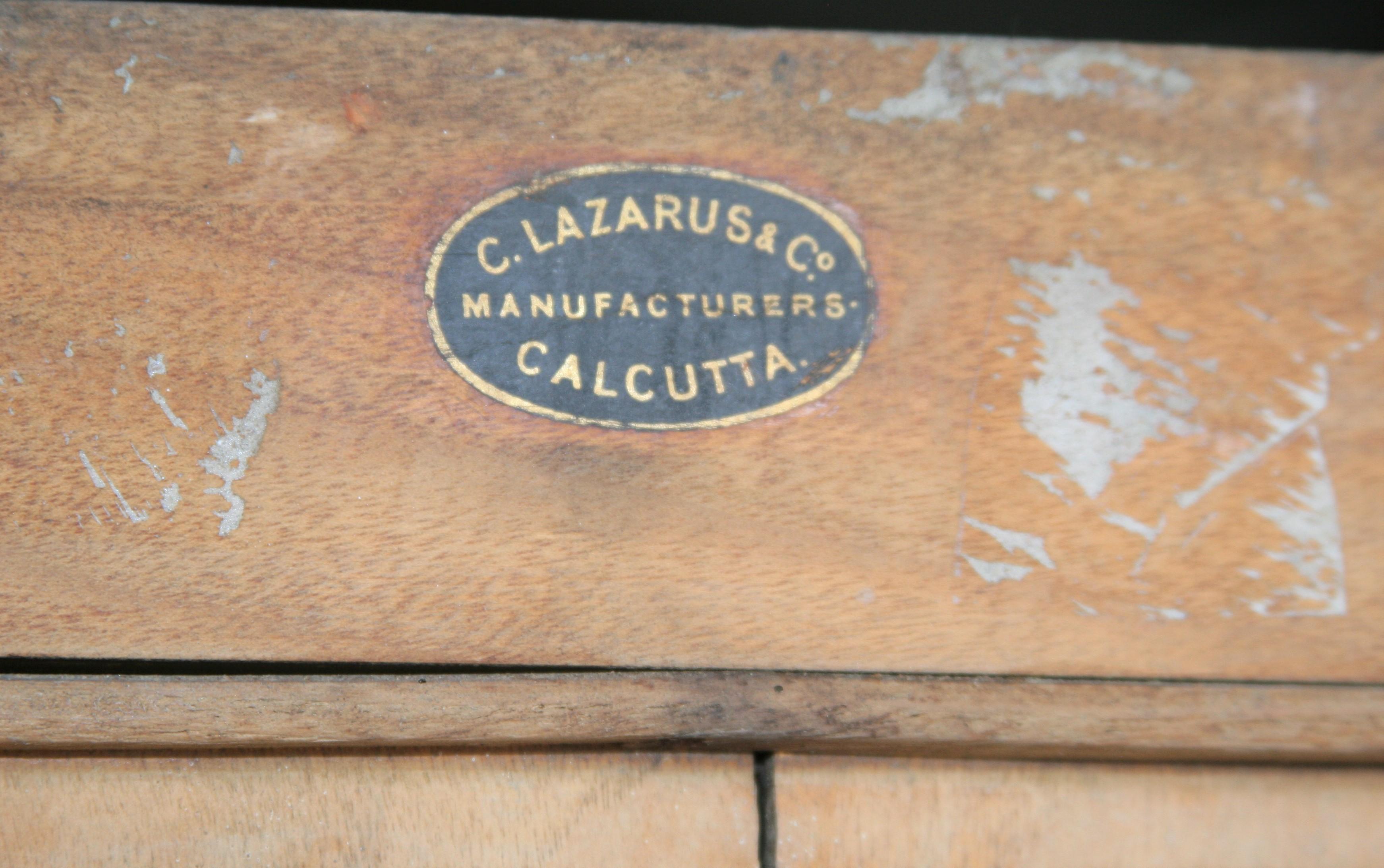 Rare 19th Century Solid Camphor Wood Cabinet from Lazarus of Calcutta For Sale 4