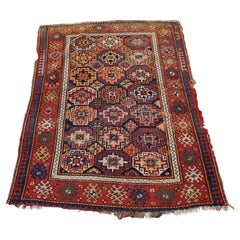 Rare 19th Century Star Kazakh Caucasus Tribal Hand-knotted Rug Natural Dyes