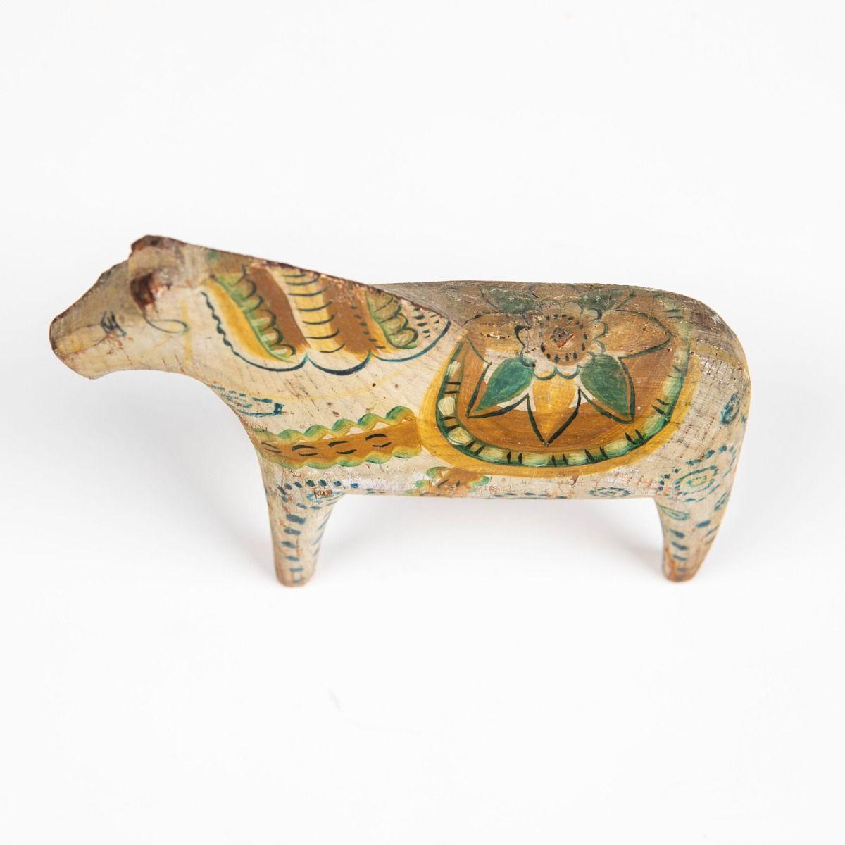 Raro cavallo Dala svedese del XIX secolo in vernice policroma originale In condizioni buone in vendita a Kastrup, DK