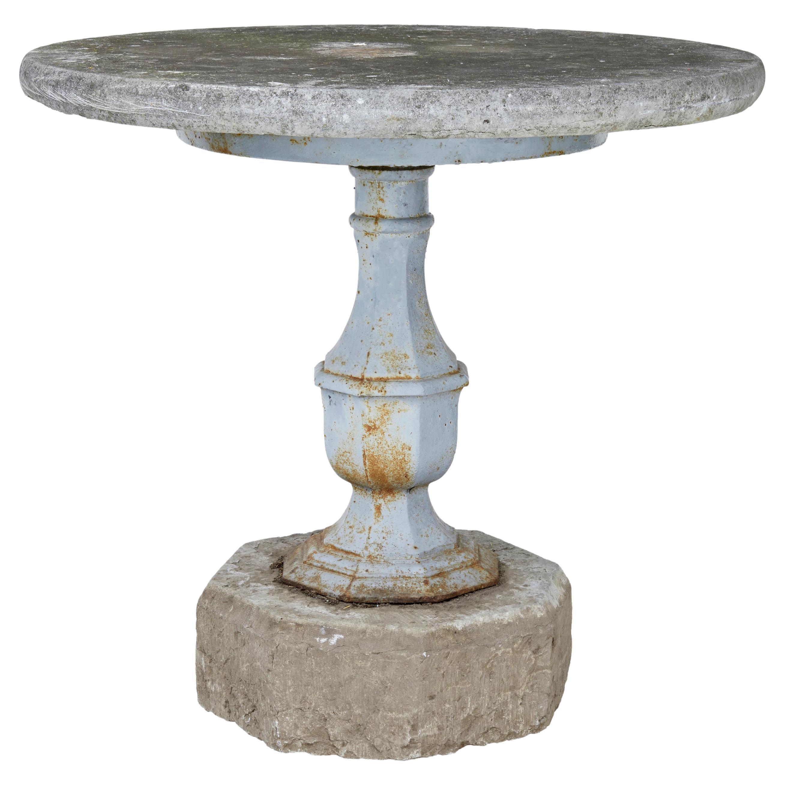 Rare 19th century Swedish stone and iron garden table