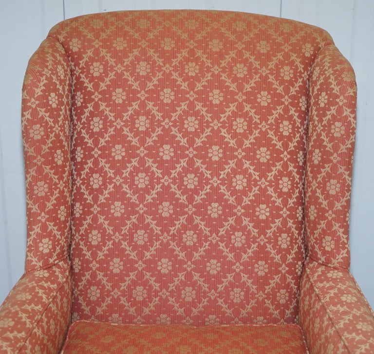 Rare 19th Century Thomas Chippendale Easy Wingback Armchair Heavily Carved Wood For Sale 5