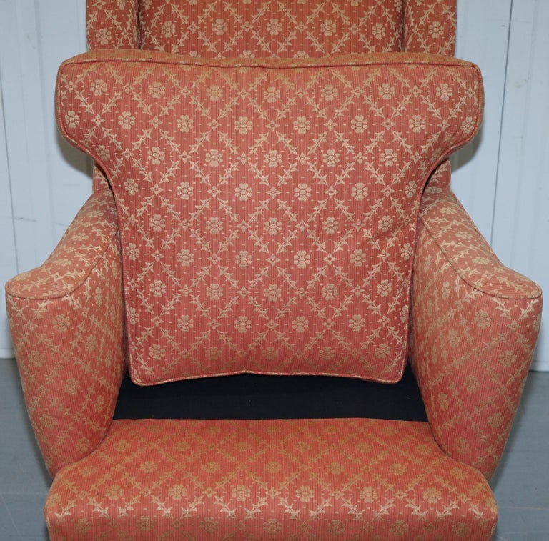 Rare 19th Century Thomas Chippendale Easy Wingback Armchair Heavily Carved Wood For Sale 7
