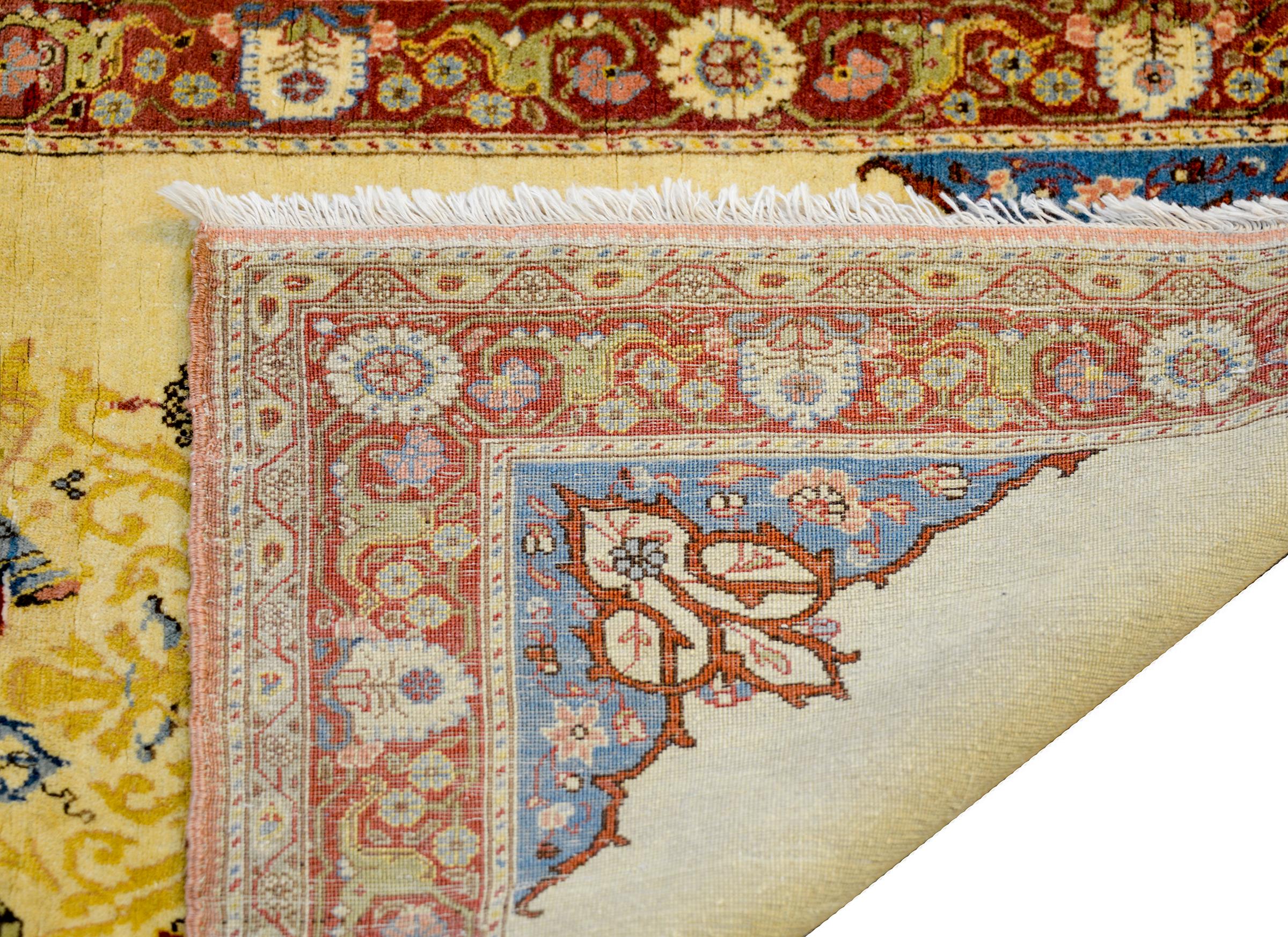 Wool Rare 20th Century Turkish Hereke Rug with Ottoman Symbolism For Sale
