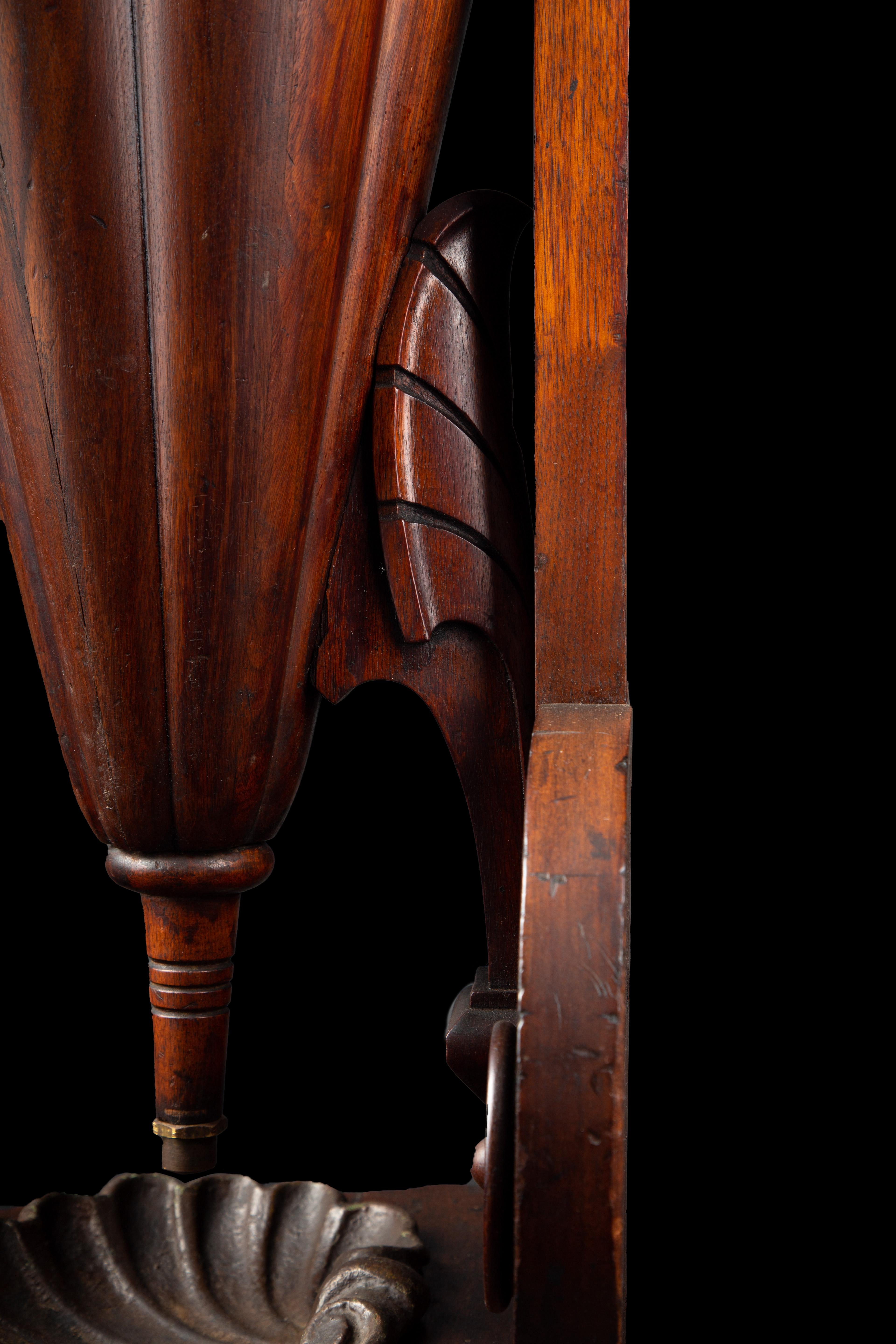 Rare 19th Century Walnut Hand Carved Wood Umbrella, Umbrella Stand For Sale 4