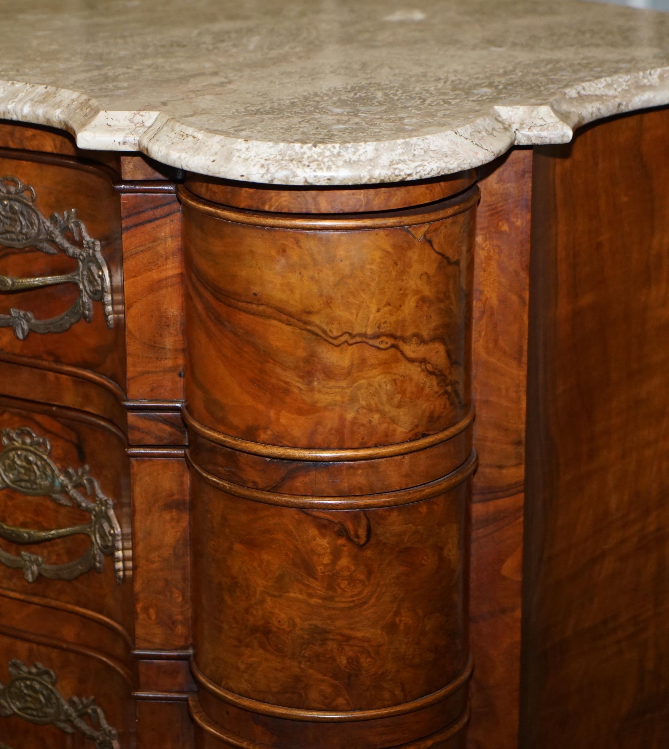 Rare 19th Century Walnut Marble Top Chest of Drawers Commode Thomas Chippendale 5