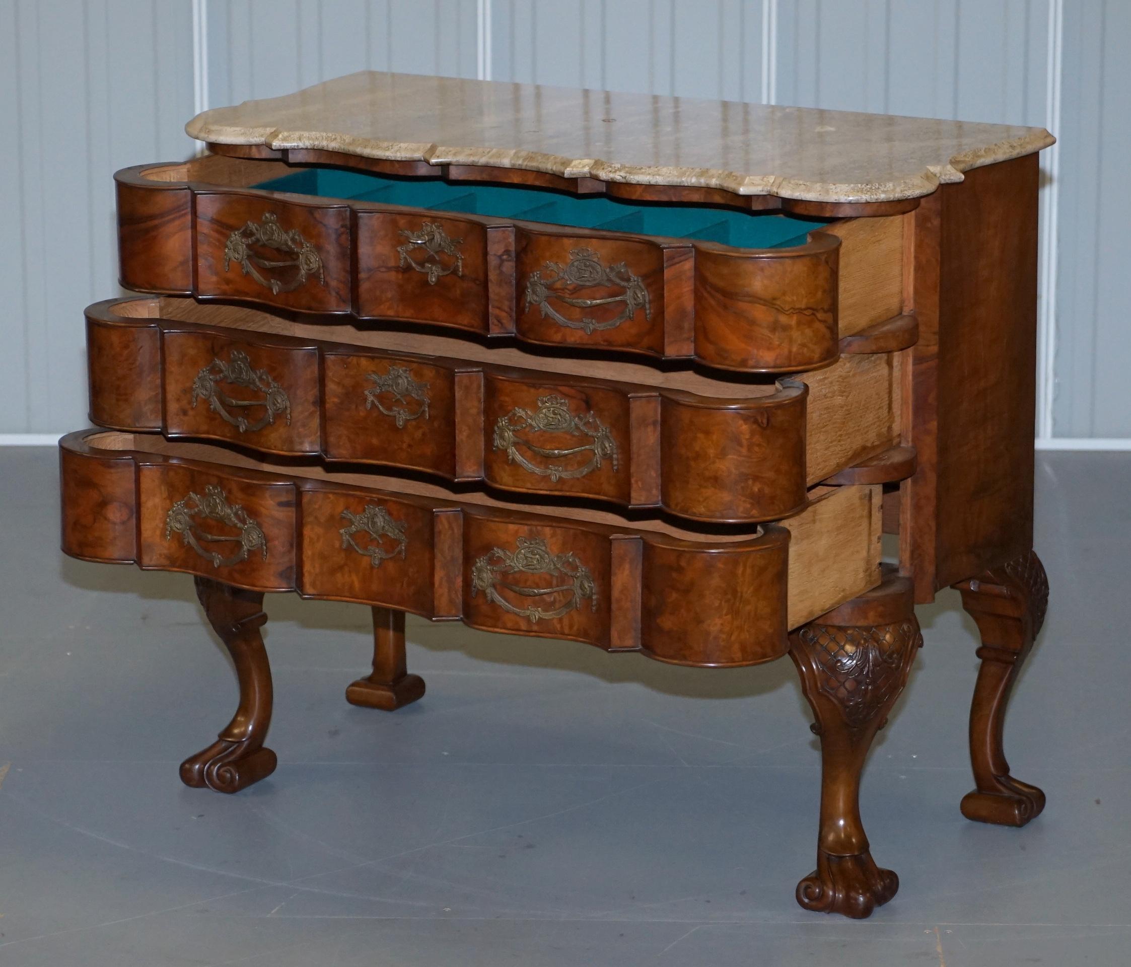 Rare 19th Century Walnut Marble Top Chest of Drawers Commode Thomas Chippendale 12