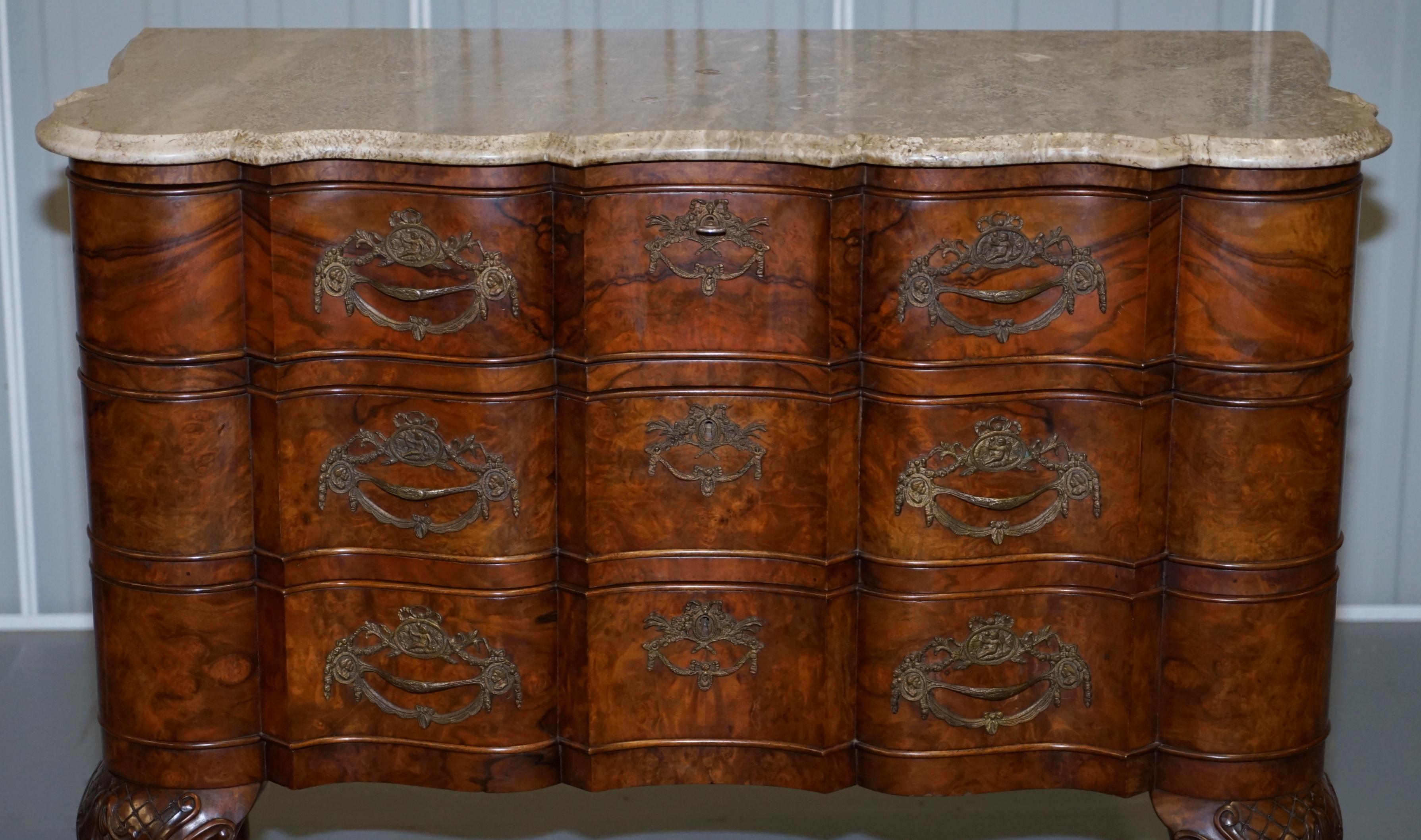Rare 19th Century Walnut Marble Top Chest of Drawers Commode Thomas Chippendale 1