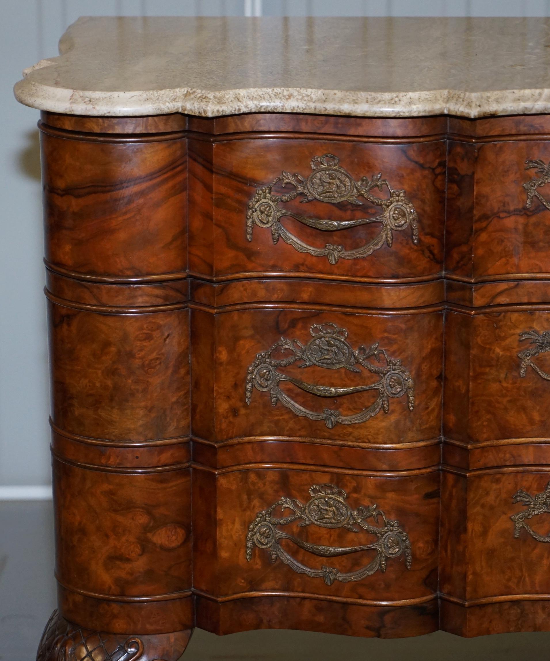 Rare 19th Century Walnut Marble Top Chest of Drawers Commode Thomas Chippendale 2
