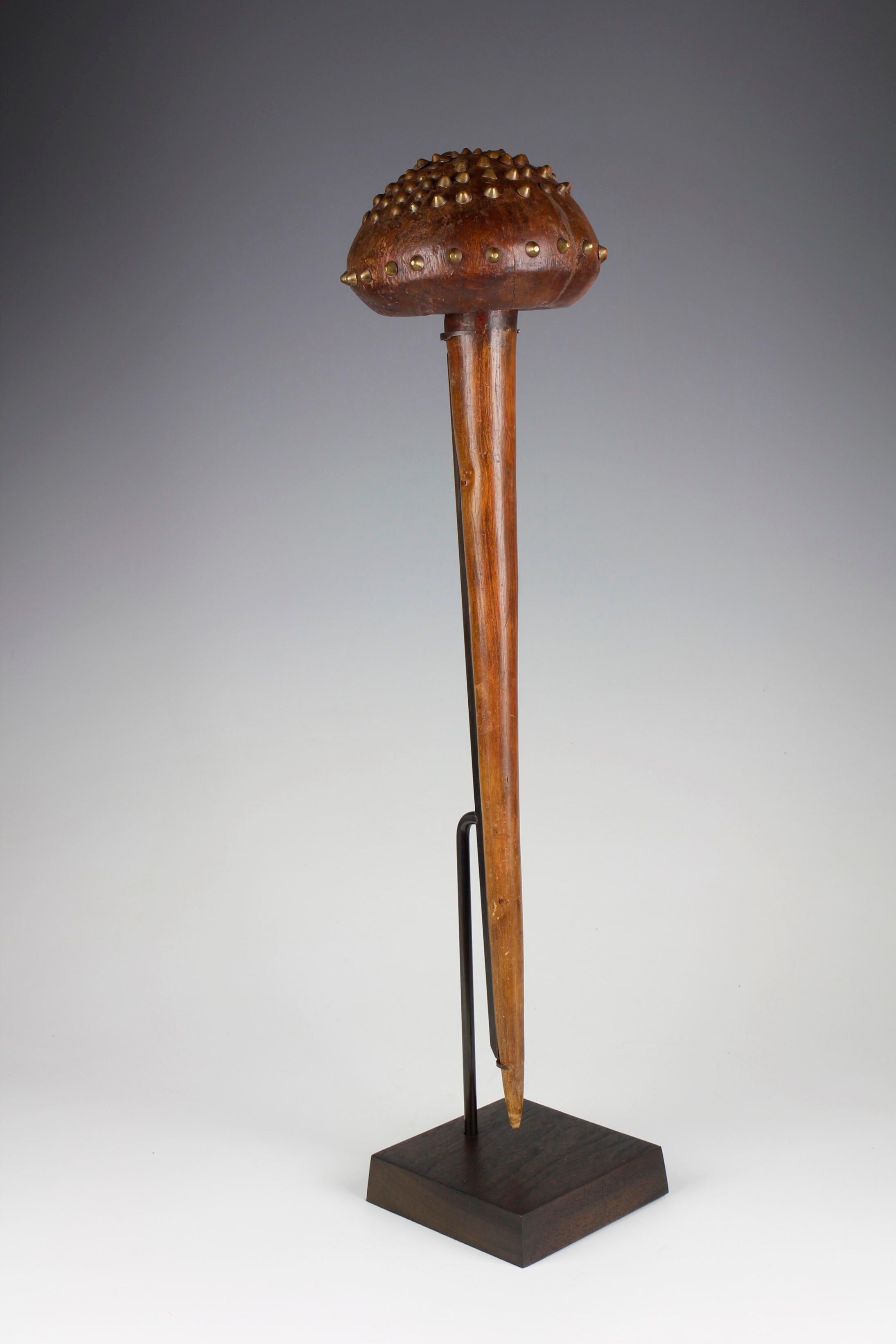 Hand-Carved Rare 19th Century Zulu Studded Knobkerrie, South Africa For Sale
