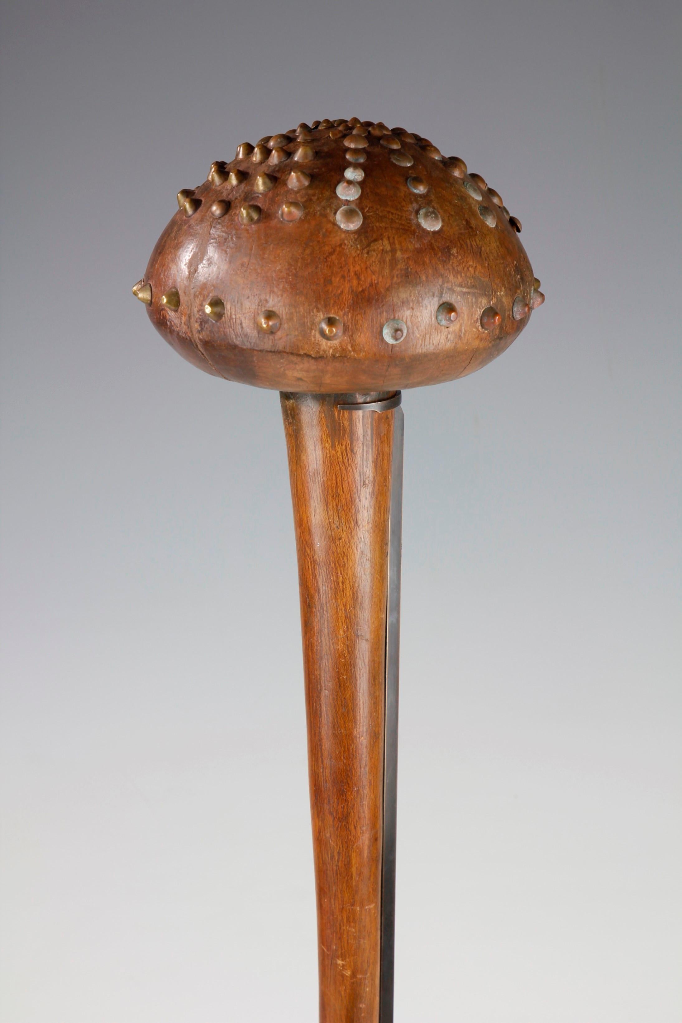 Rare 19th Century Zulu Studded Knobkerrie, South Africa In Good Condition For Sale In London, GB