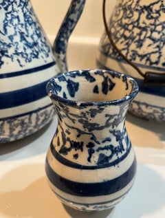 Rare 19thc 3Pcs. Sponge Pitcher & Slop Bucket Set W/ Toothbrush Holder