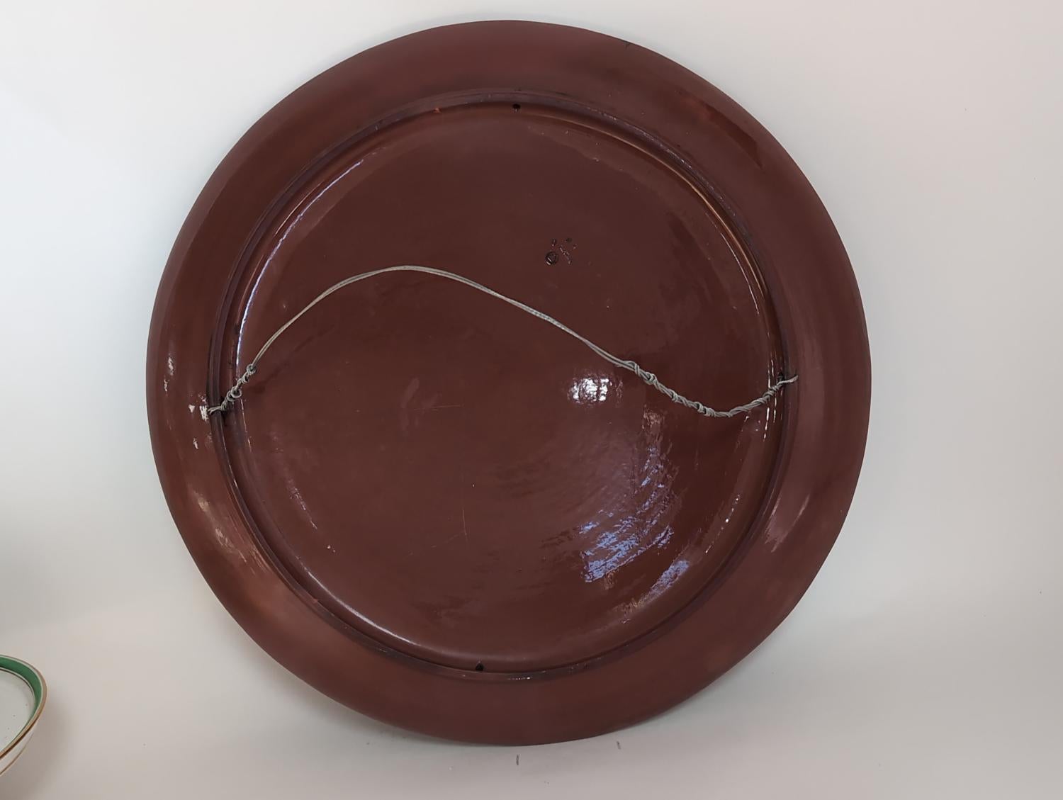 Pottery RARE 19thc Minton Hand Painted Charger, 22″W, PA6640 For Sale