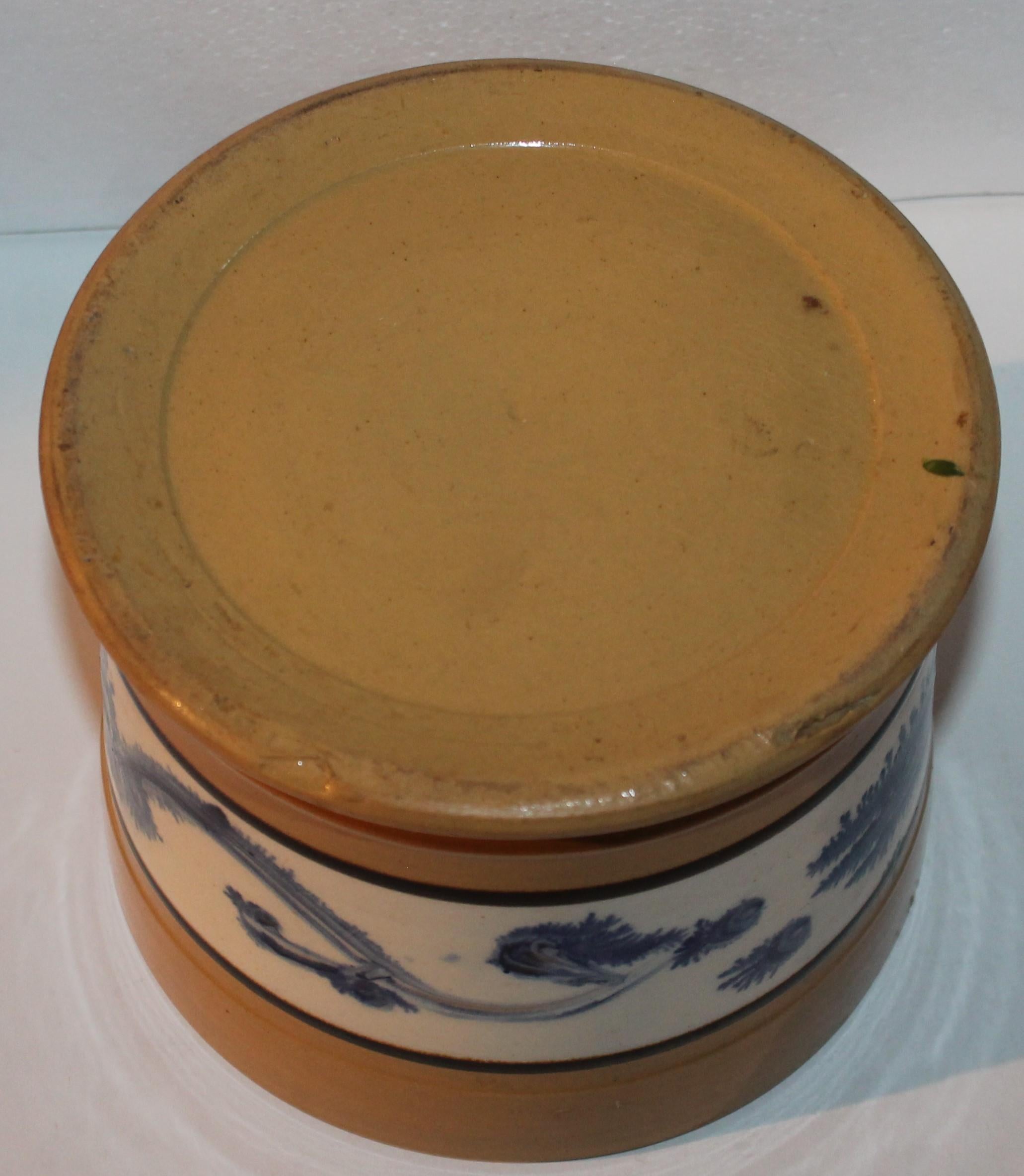 Adirondack Rare 19th Century Mocha Yellow Ware Butter Tub