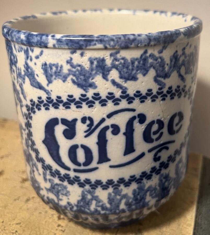 Rare 19Thc Sponge Ware Coffee Canister For Sale