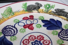 Rare 19th Century Stick Spatter Rabbit Plate