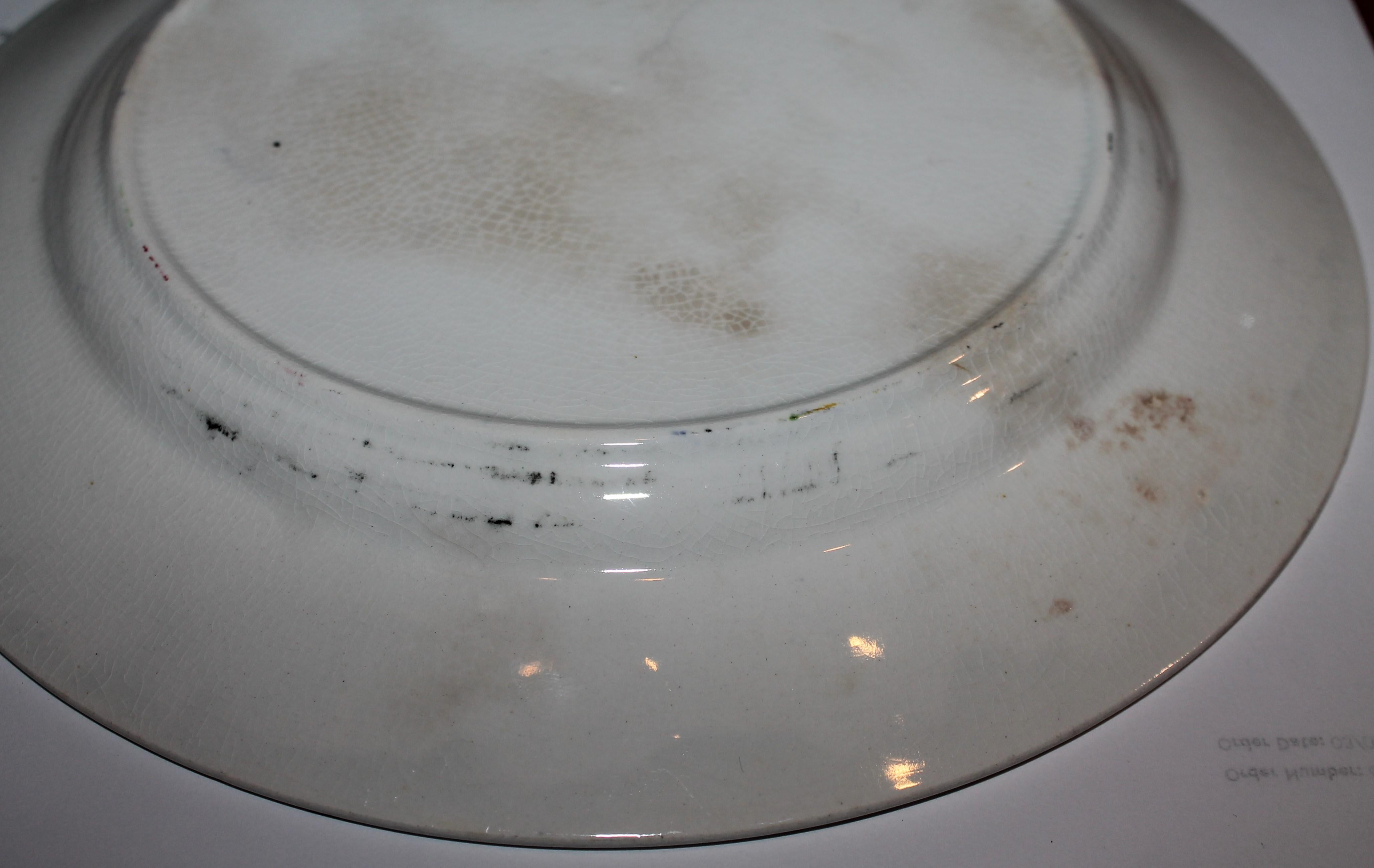 Rare 19th Century Stick Spatter Rabbit Plate For Sale 1