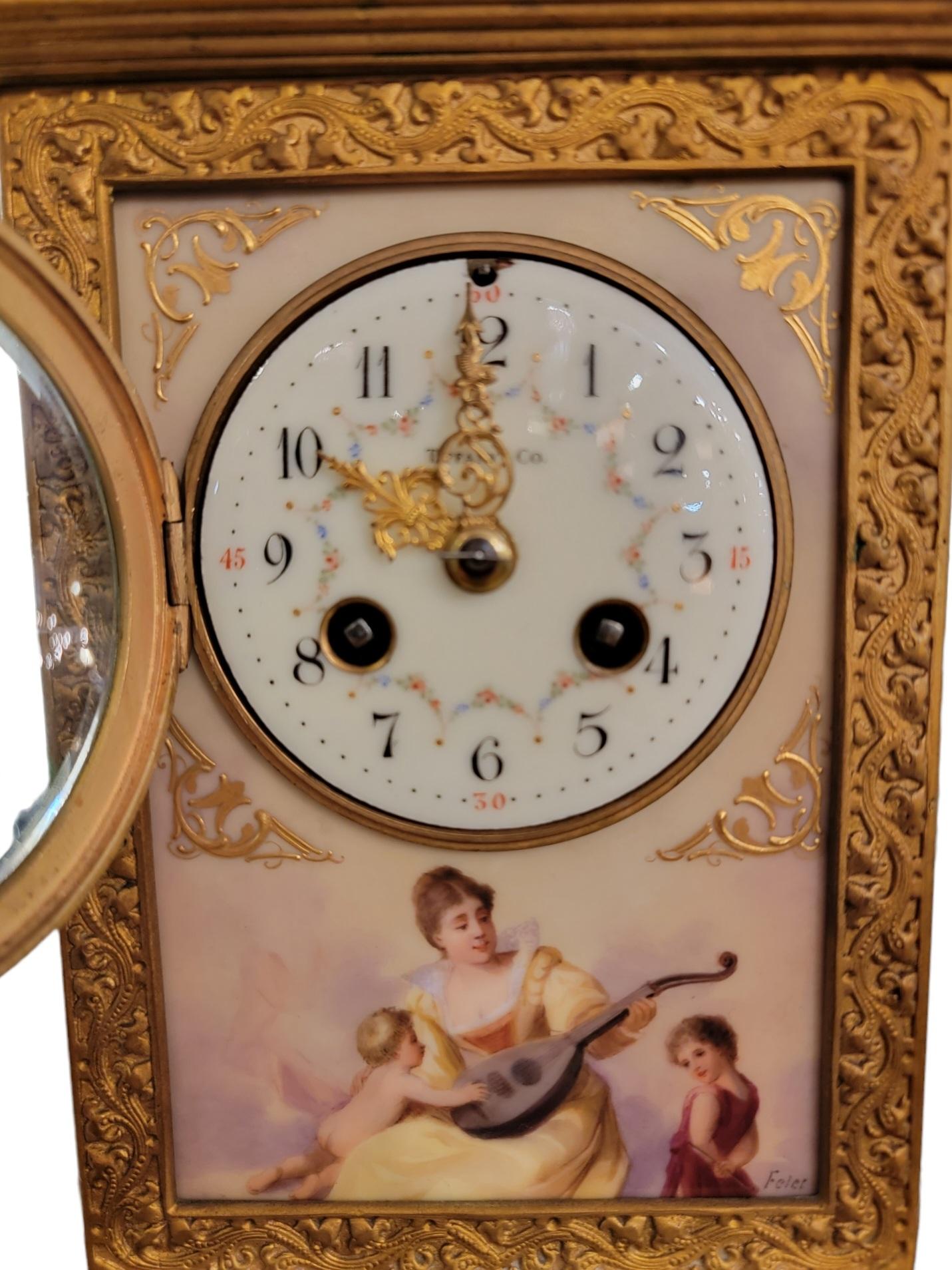 Rare 19thc Tiffany & Company Sevres Mantle Clock 3