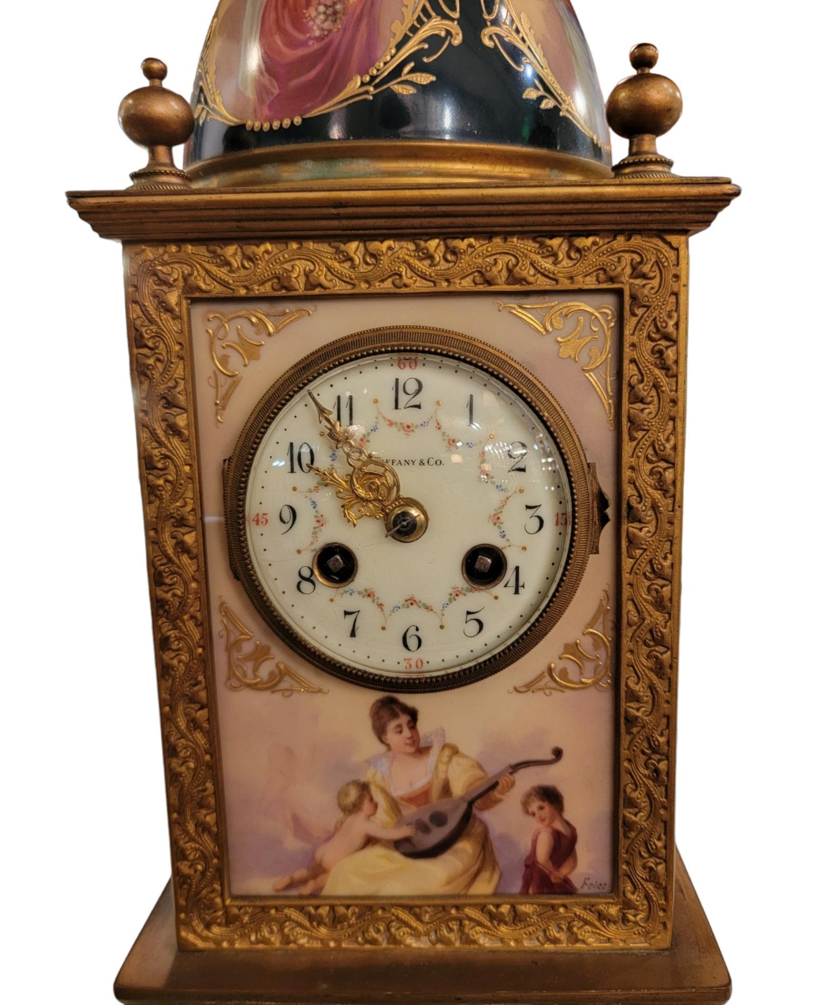 Rare 19thc Tiffany & Company Sevres Mantle Clock 4