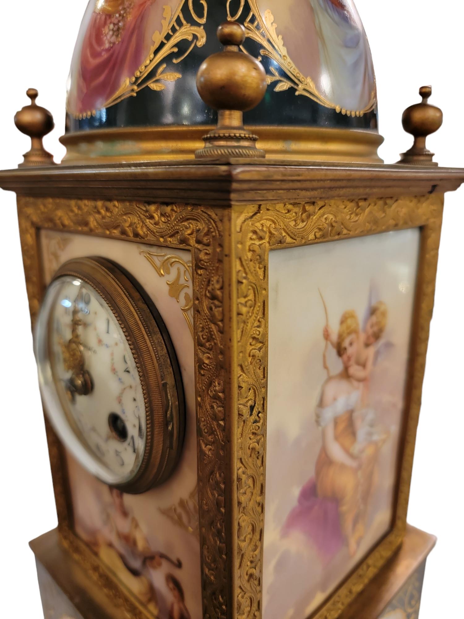 Rare 19thc Tiffany & Company Sevres Mantle Clock In Good Condition In Pasadena, CA
