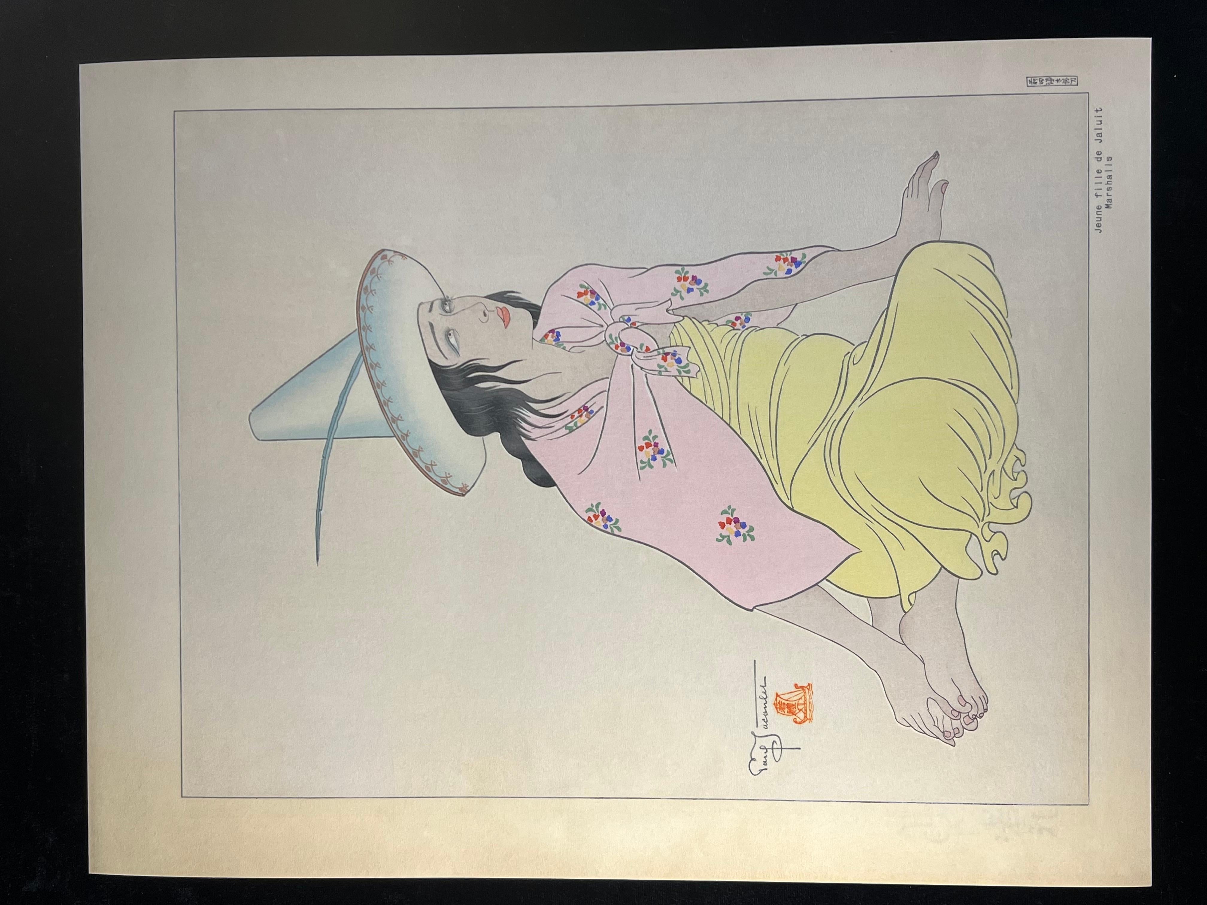 Rare 1st Ed Original Paul Jacoulet Woodblock Print 1939 