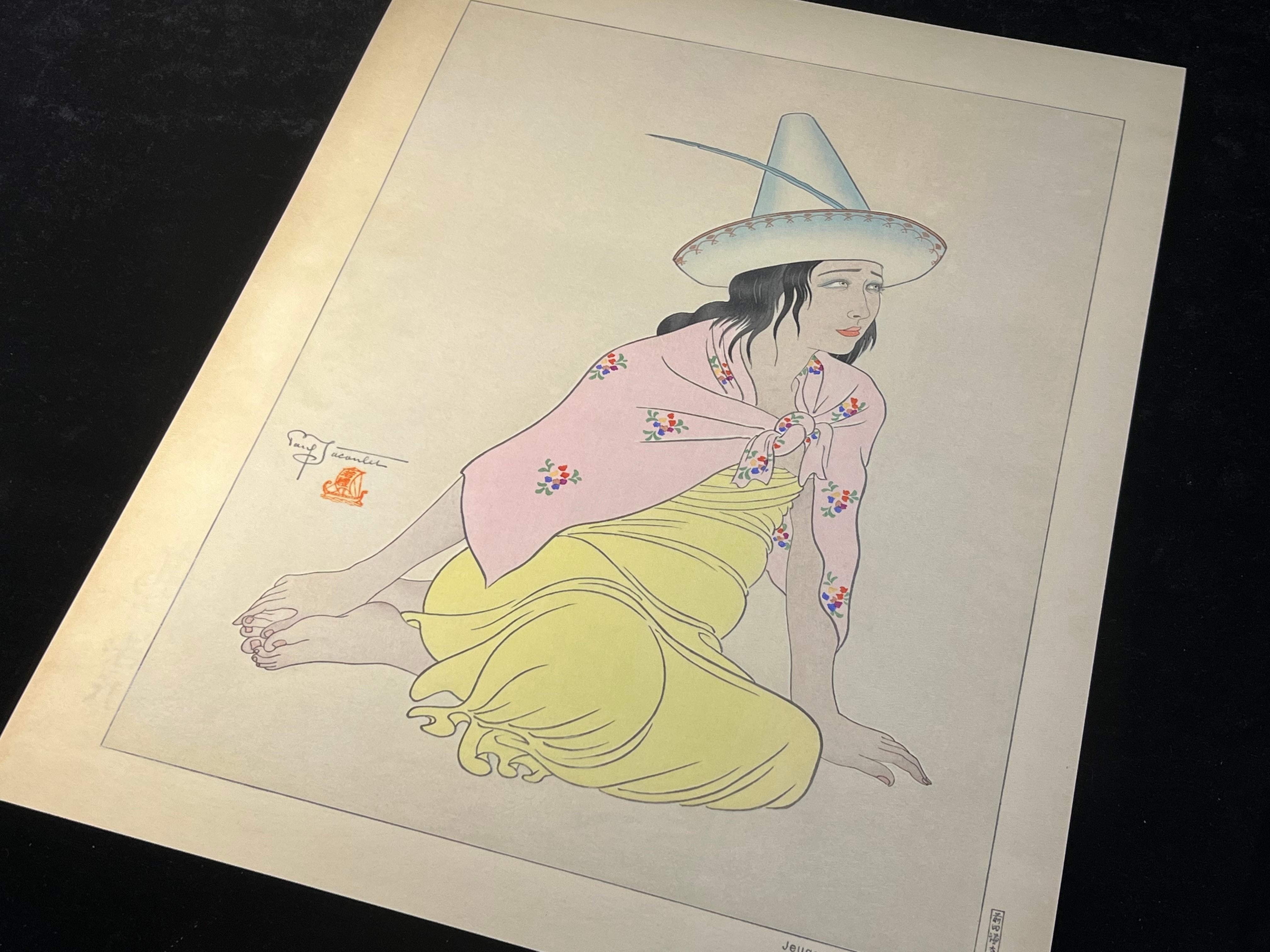 Rare 1st Ed Original Paul Jacoulet Woodblock Print 1939 