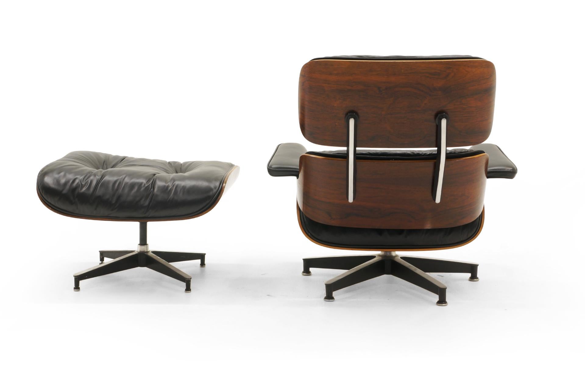 Mid-Century Modern Rare 1st Series Eames Lounge Chair and Ottoman. Rosewood and Black Leather