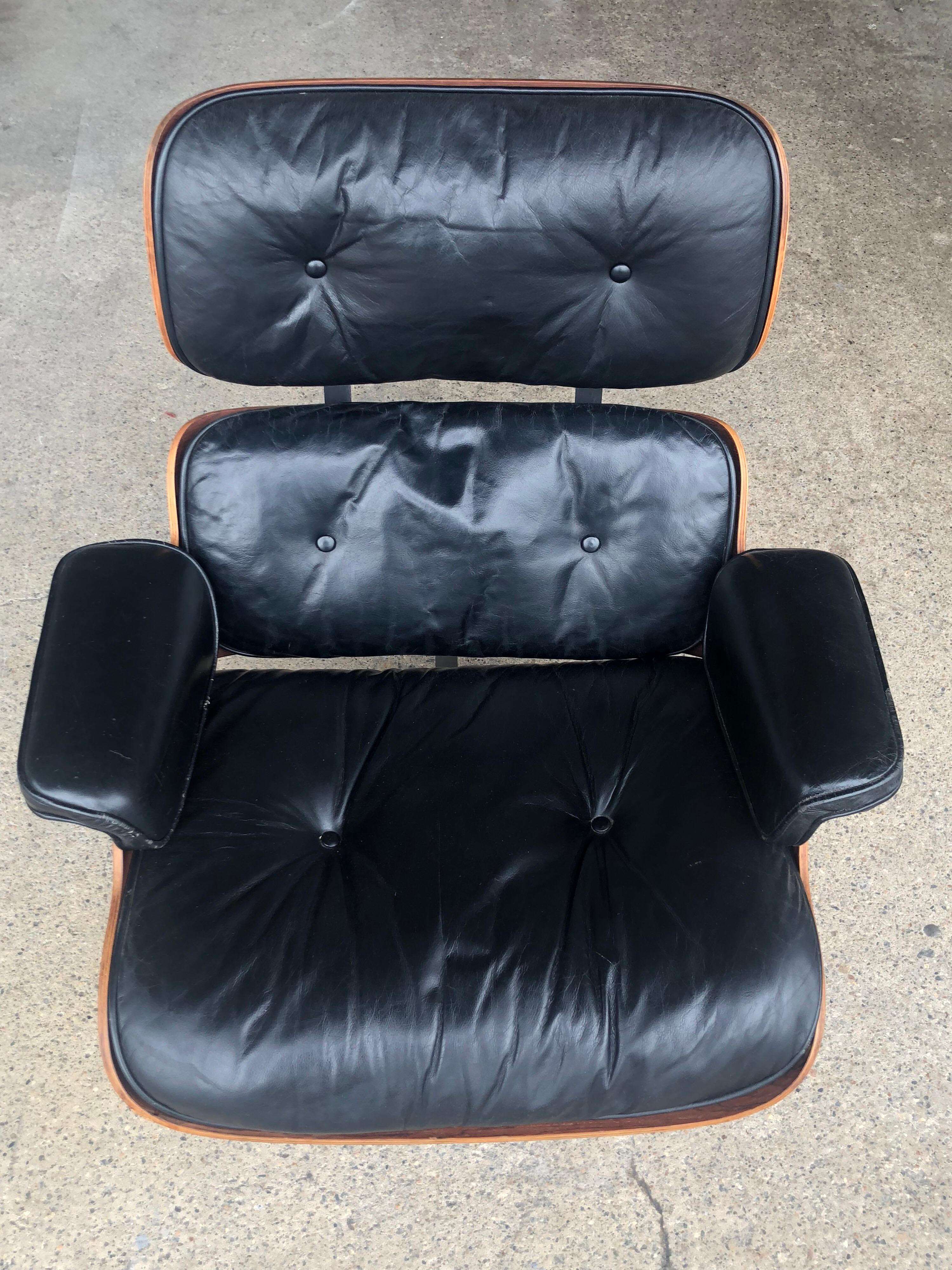 Rare 1st Year 1956 Eames Lounge with Spinning Ottoman for Herman Miller (amerikanisch)