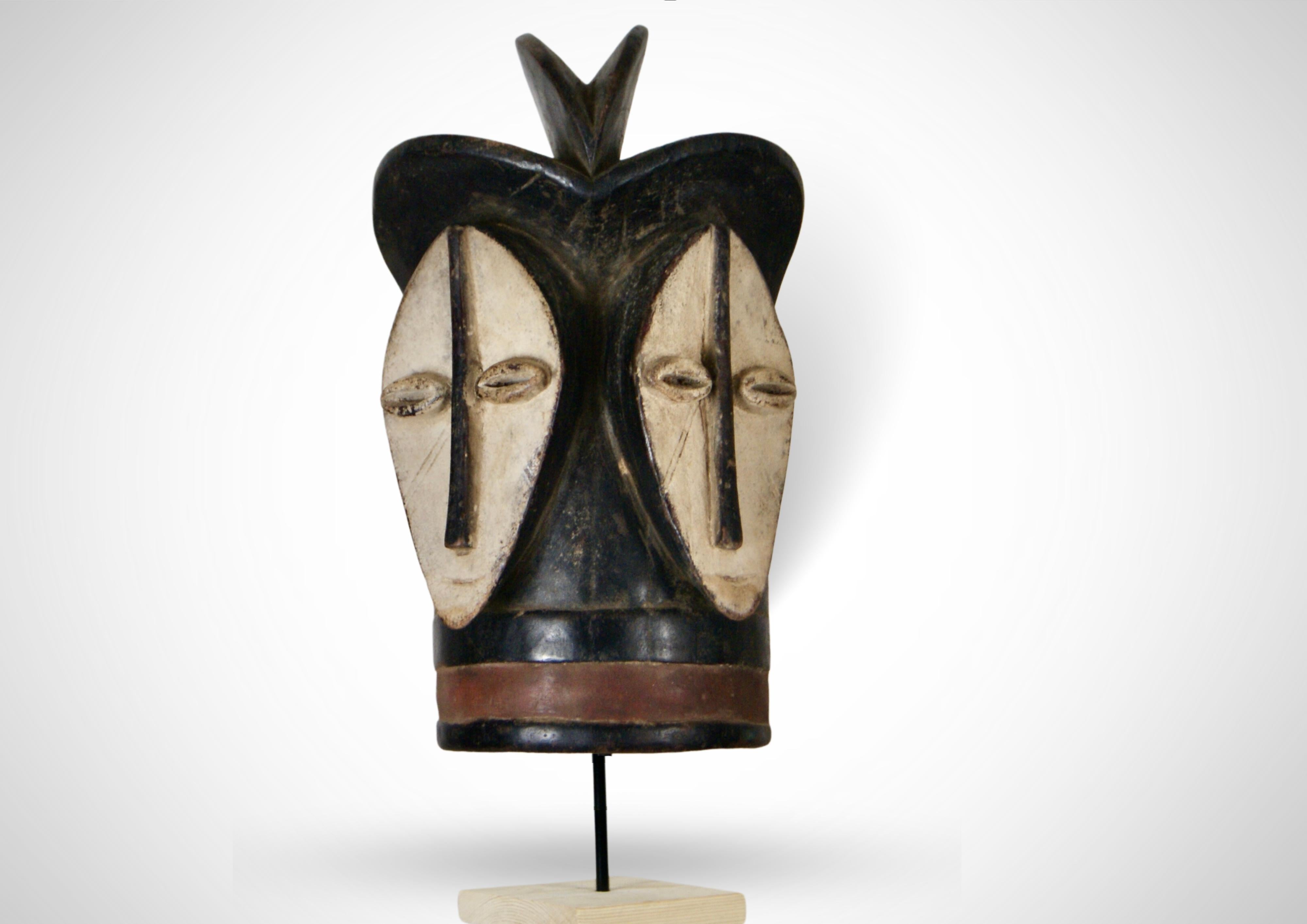 Tribal Rare 2 Faced Twin Lega Mask DRC Large Sized en vente