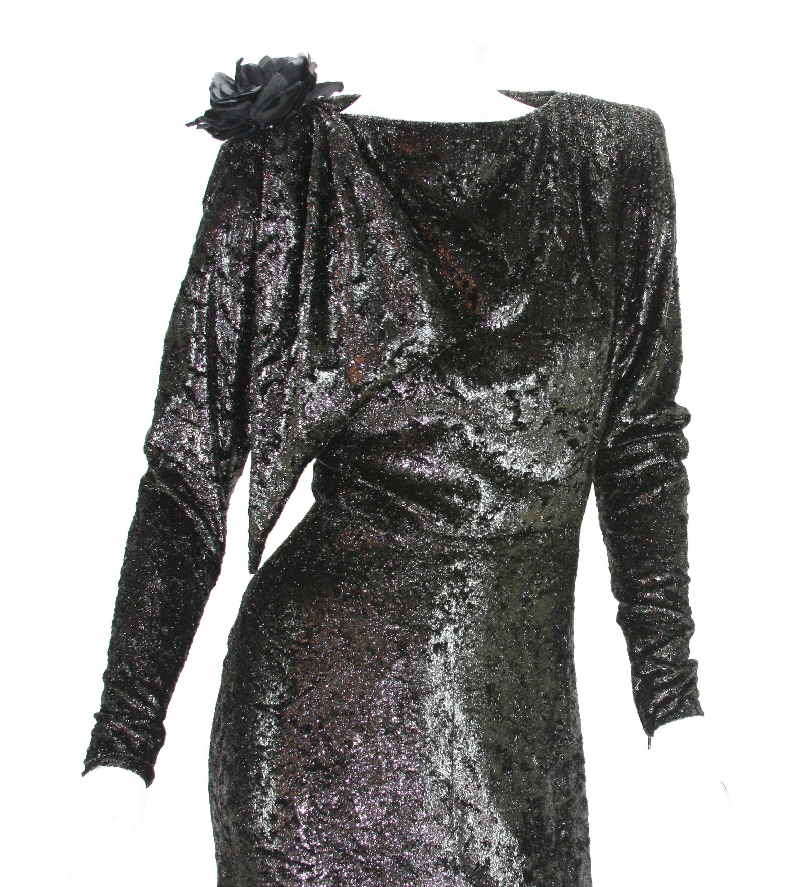 Rare 2 in 1 Yves Saint Laurent Couture Crushed Velvet Numbered Dress c. 1986 For Sale 3